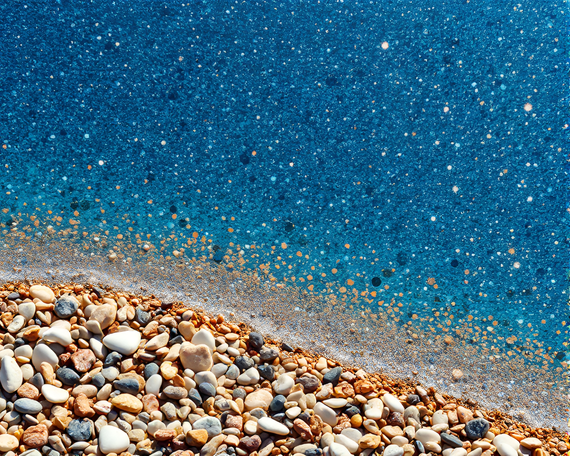 Metallic Flake Sparkle on Pebble Beach – free AI stock image