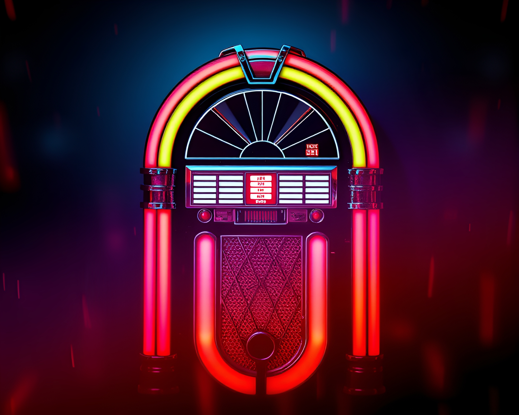 Retro Jukebox in Wireframe Render with Cross-Processed Look – free AI stock image