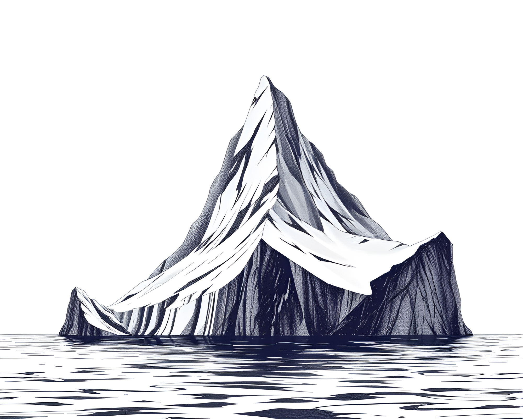 Steampunk Arctic Iceberg Crosshatching Illustration – free AI stock image