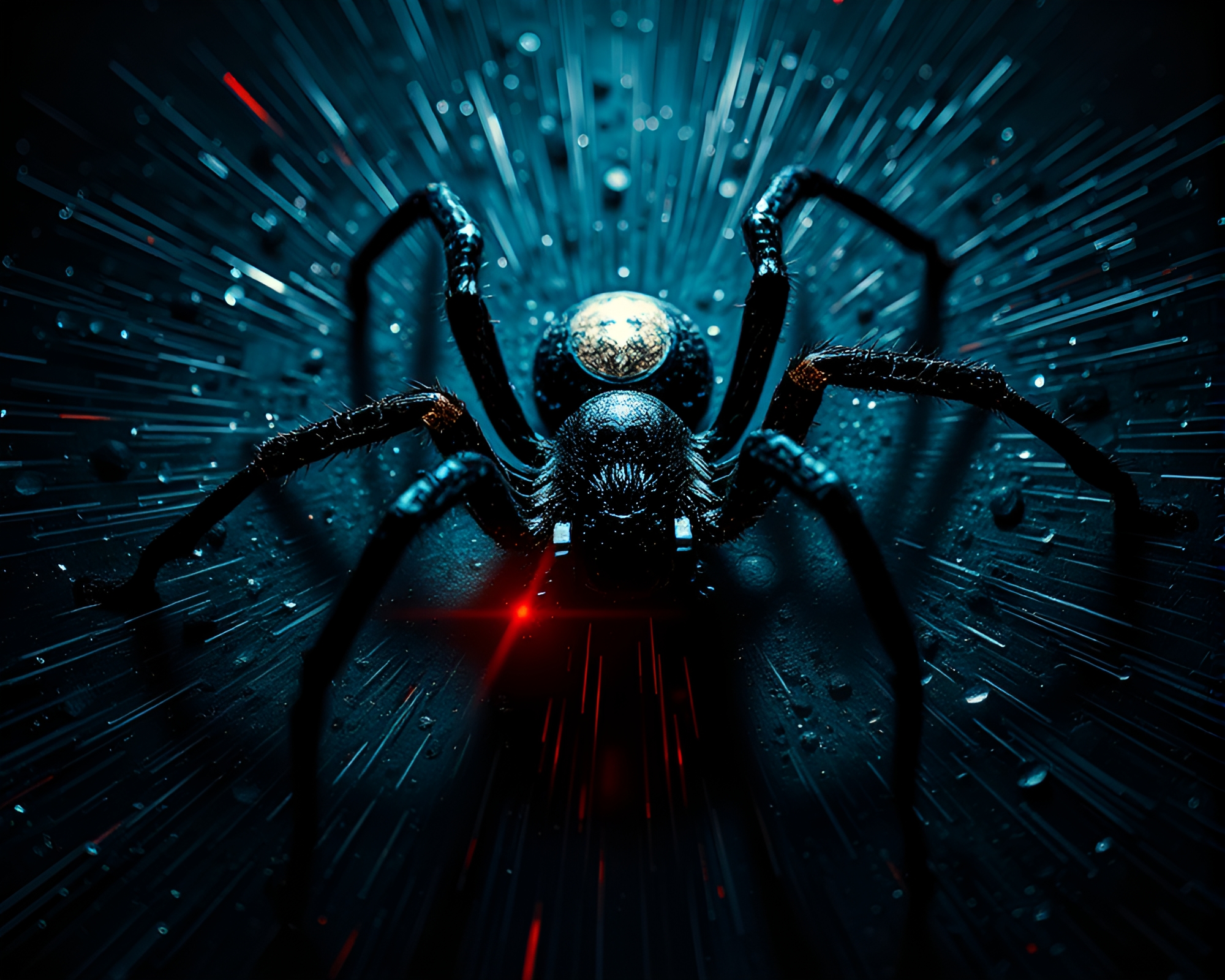 Intricate Divisionist Mechanical Spider in Oil-rich Flare – free AI stock image