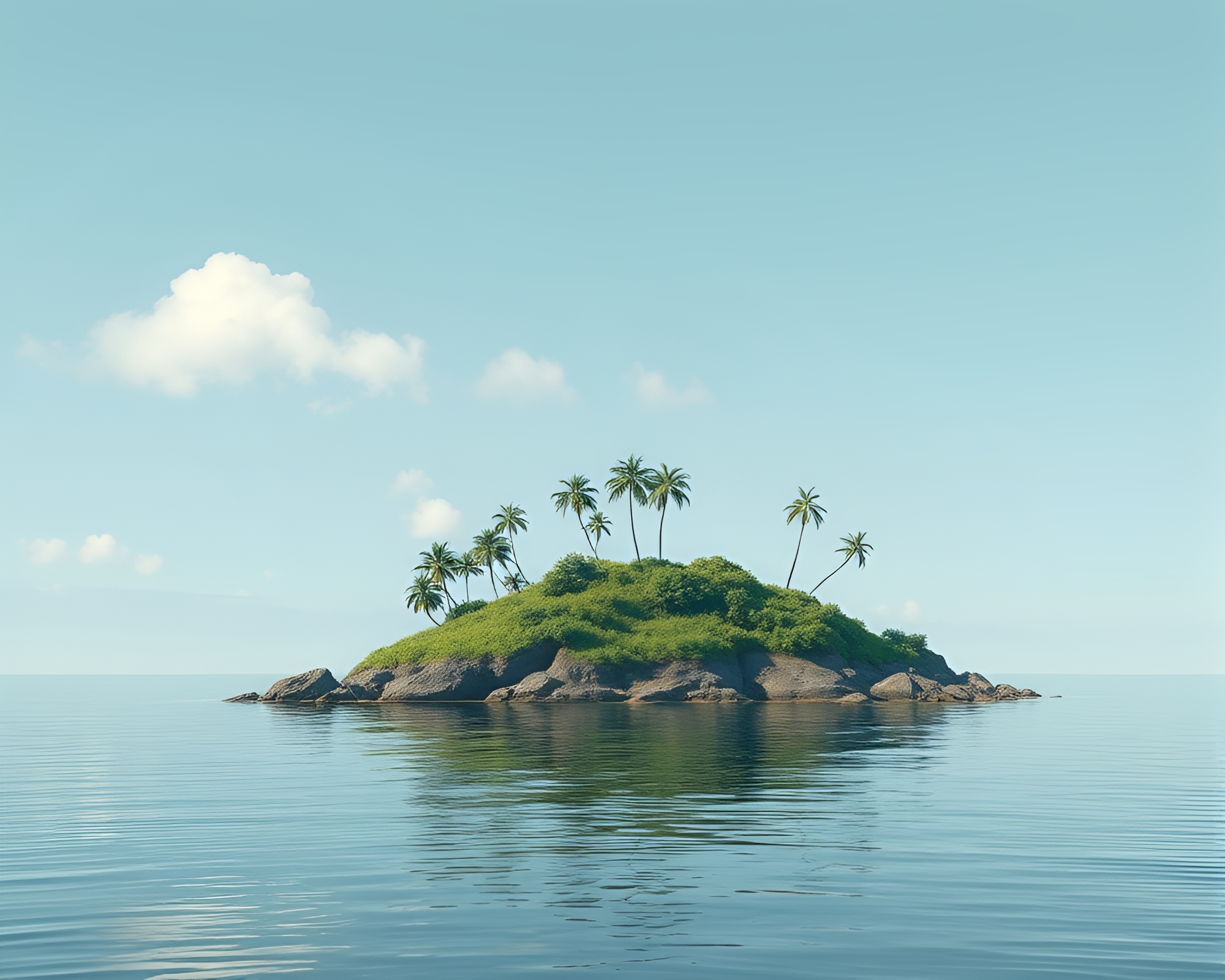 Serenity in Minimalist Island Design – free AI stock image