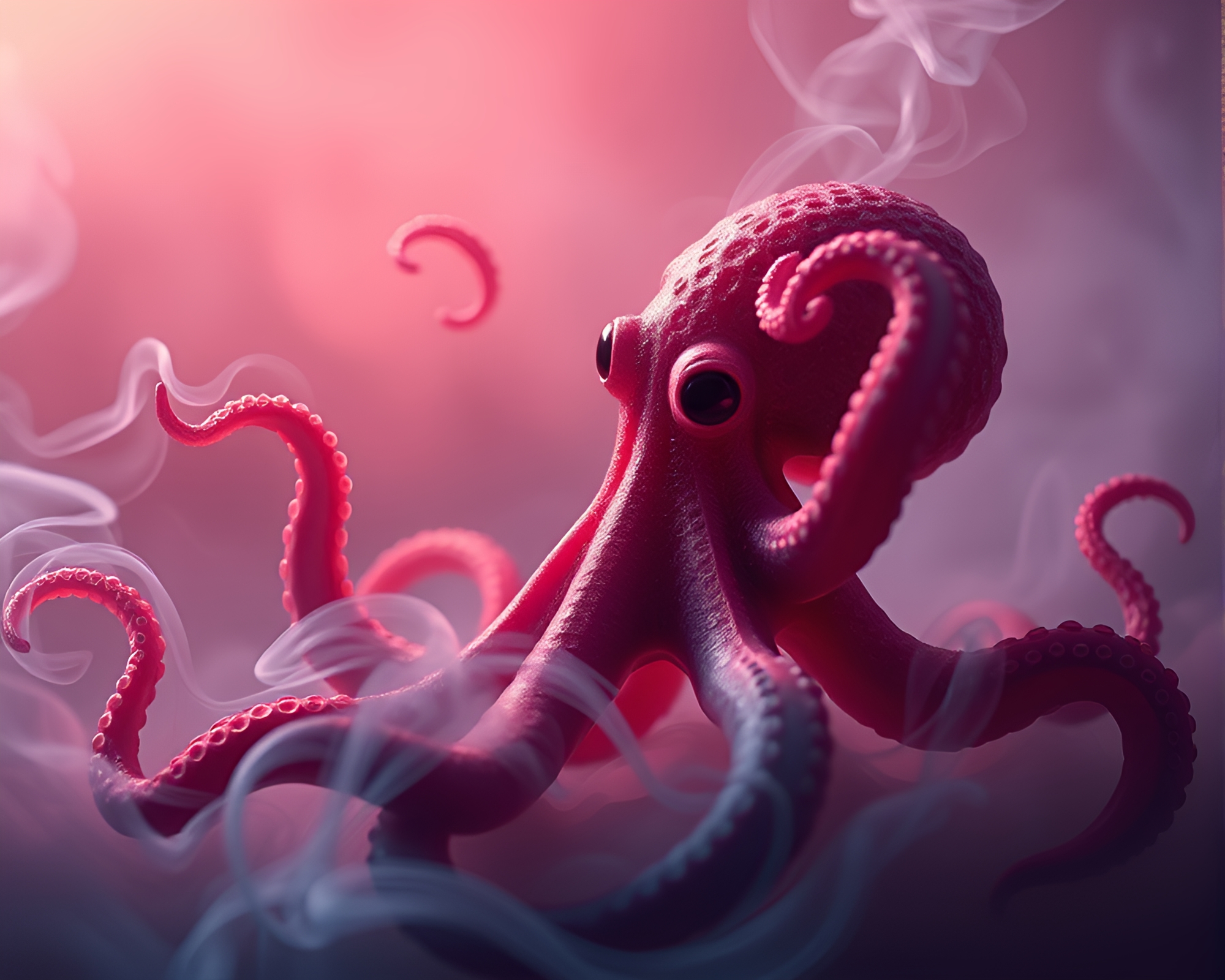 Swirling Octopus in Cool Dawn Light Voxel Art – free AI stock image