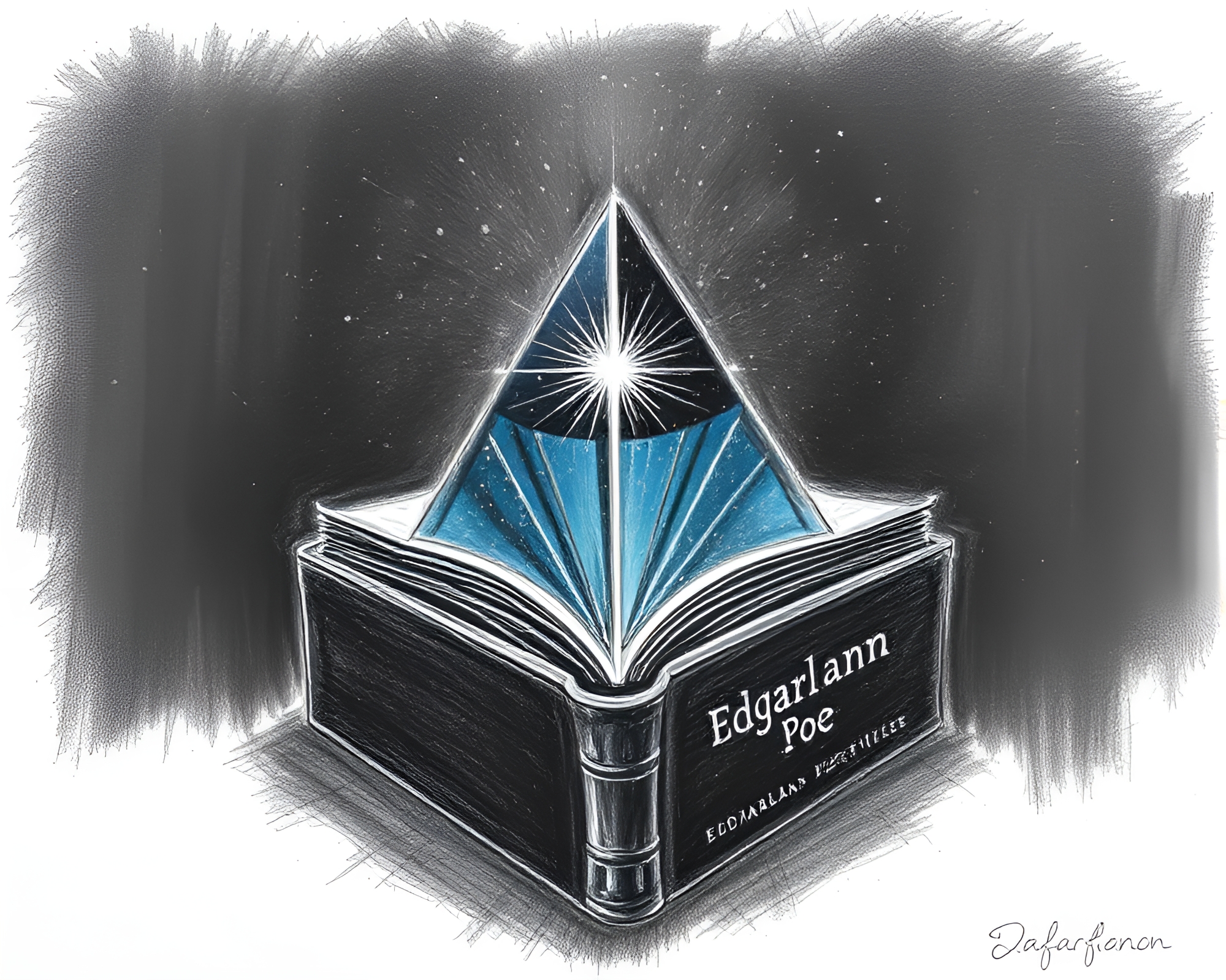 Prism Refraction in Metallic Sparkle: Edgar Allan Poe Tribute – free AI stock image
