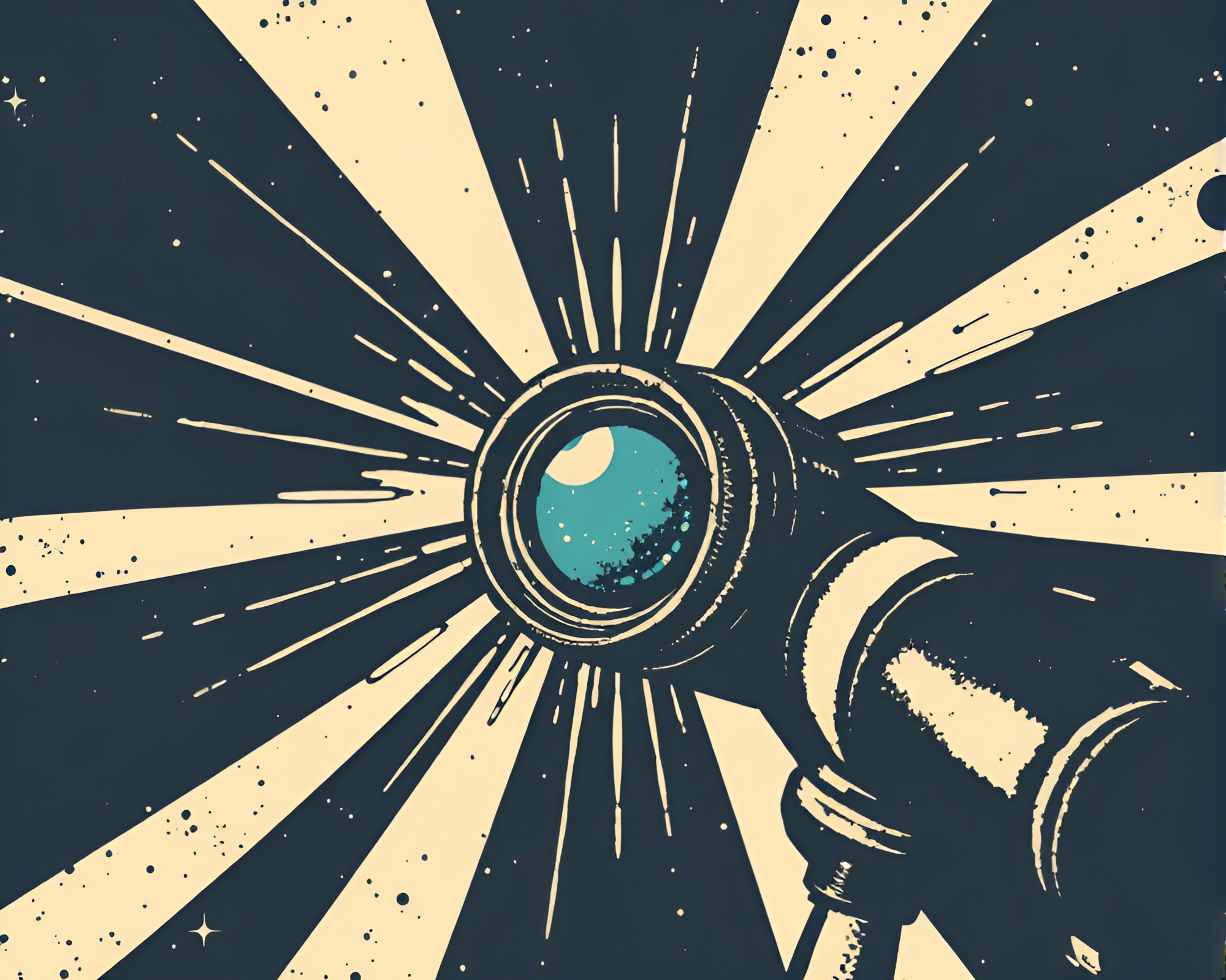 Vintage Telescope With Stencil Art Pattern – free AI stock image
