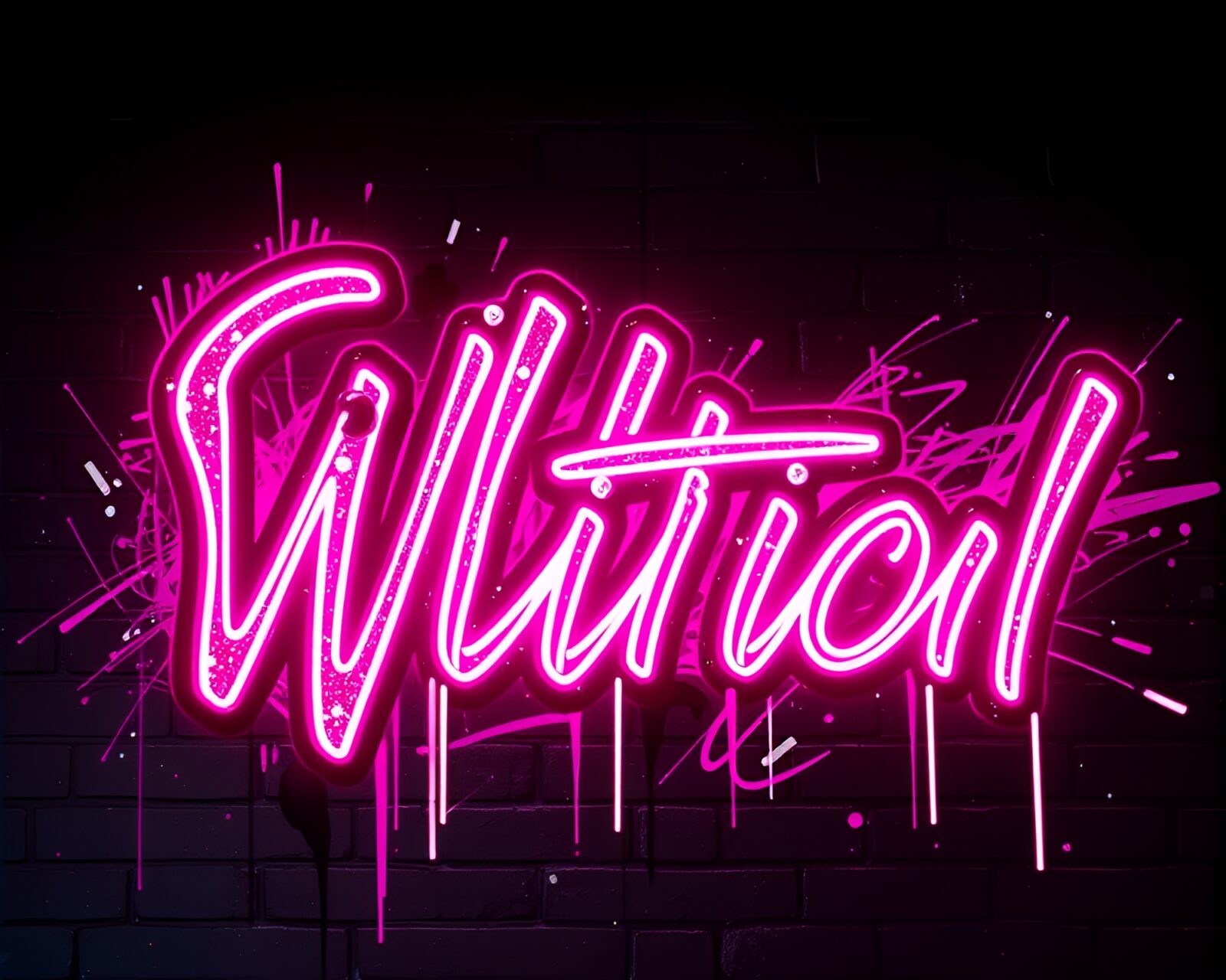High-contrast neon graffiti with acrylic spatters in noir style