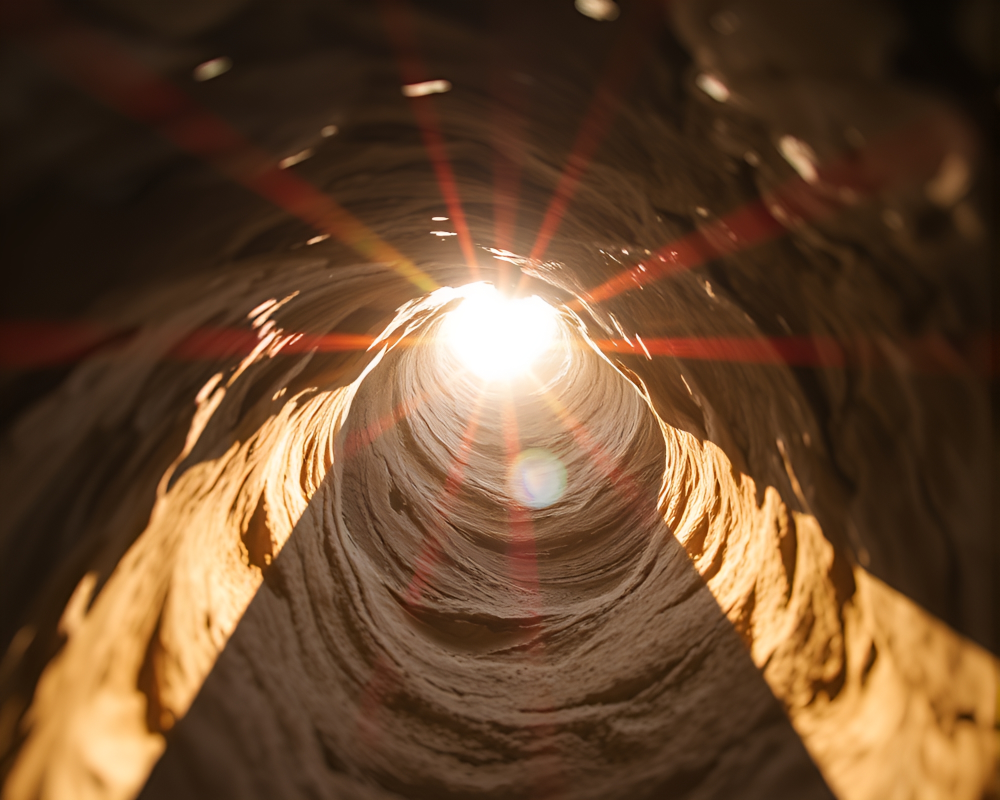 Glacial Cave Lens Distortion Solar Flare Art – free AI stock image