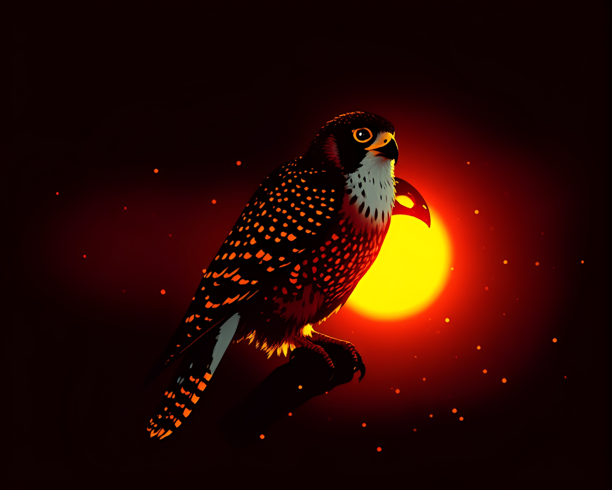 Morning Falcon Perched Among Mildew Spots in ASCII Art – free AI stock image