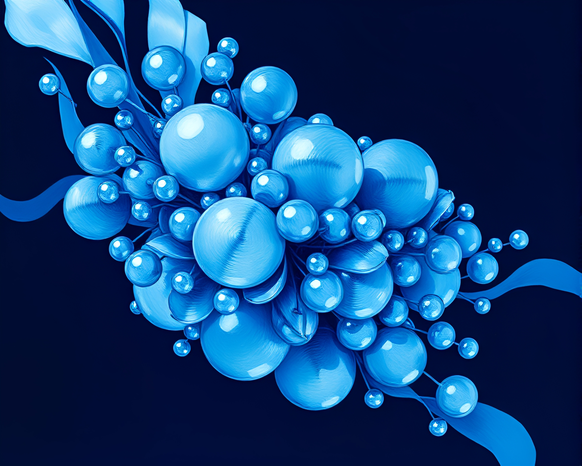 Satin Ribbon Bubble Clusters in Egg Tempera Art – free AI stock image