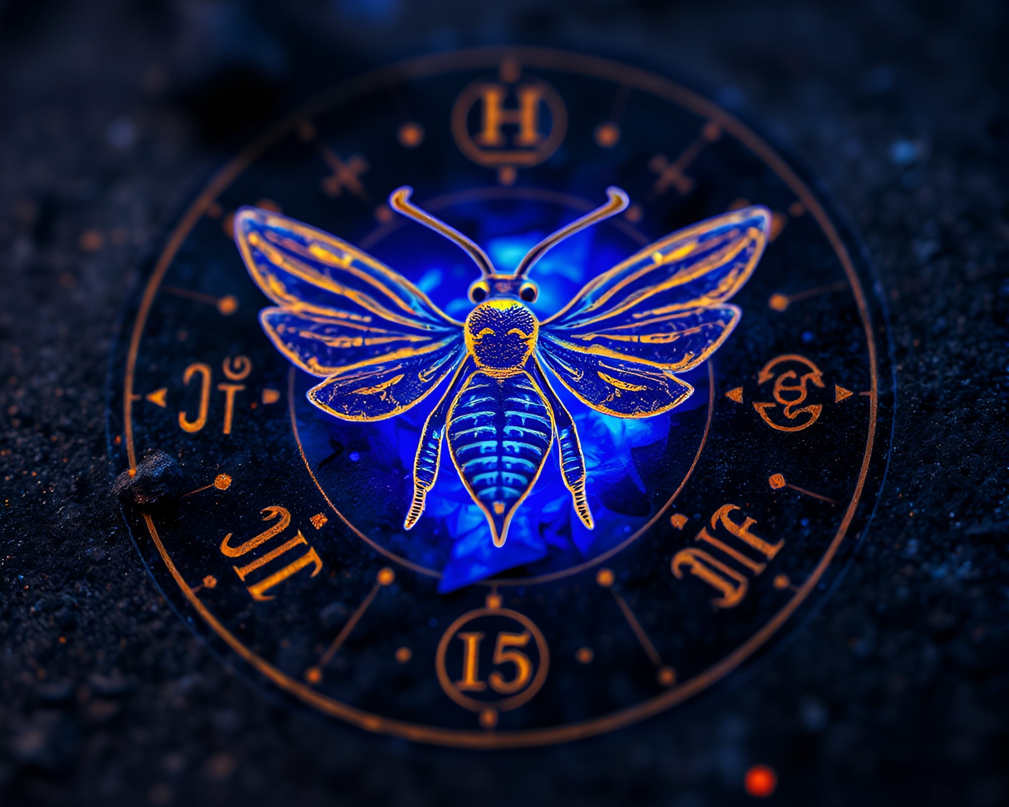 Mystical Alchemical Symbols in Indigo HDR Composition – free AI stock image