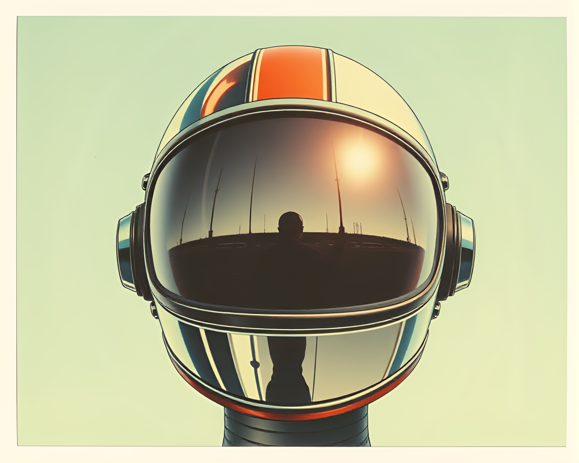Vintage Helmet Double Reflection Technical Illustration – free AI stock image