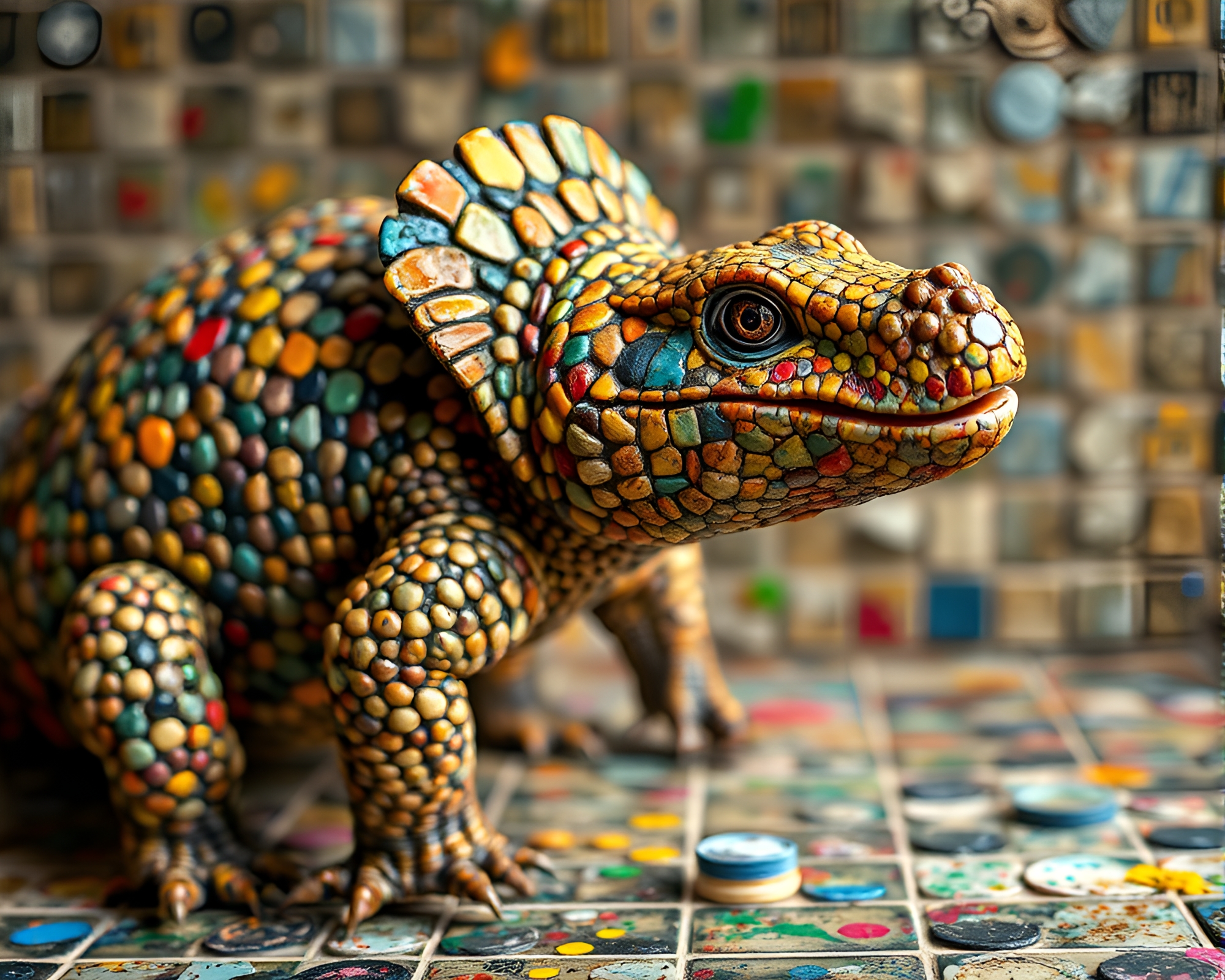 Vibrant Armadillo Mosaic Artwork – free AI stock image