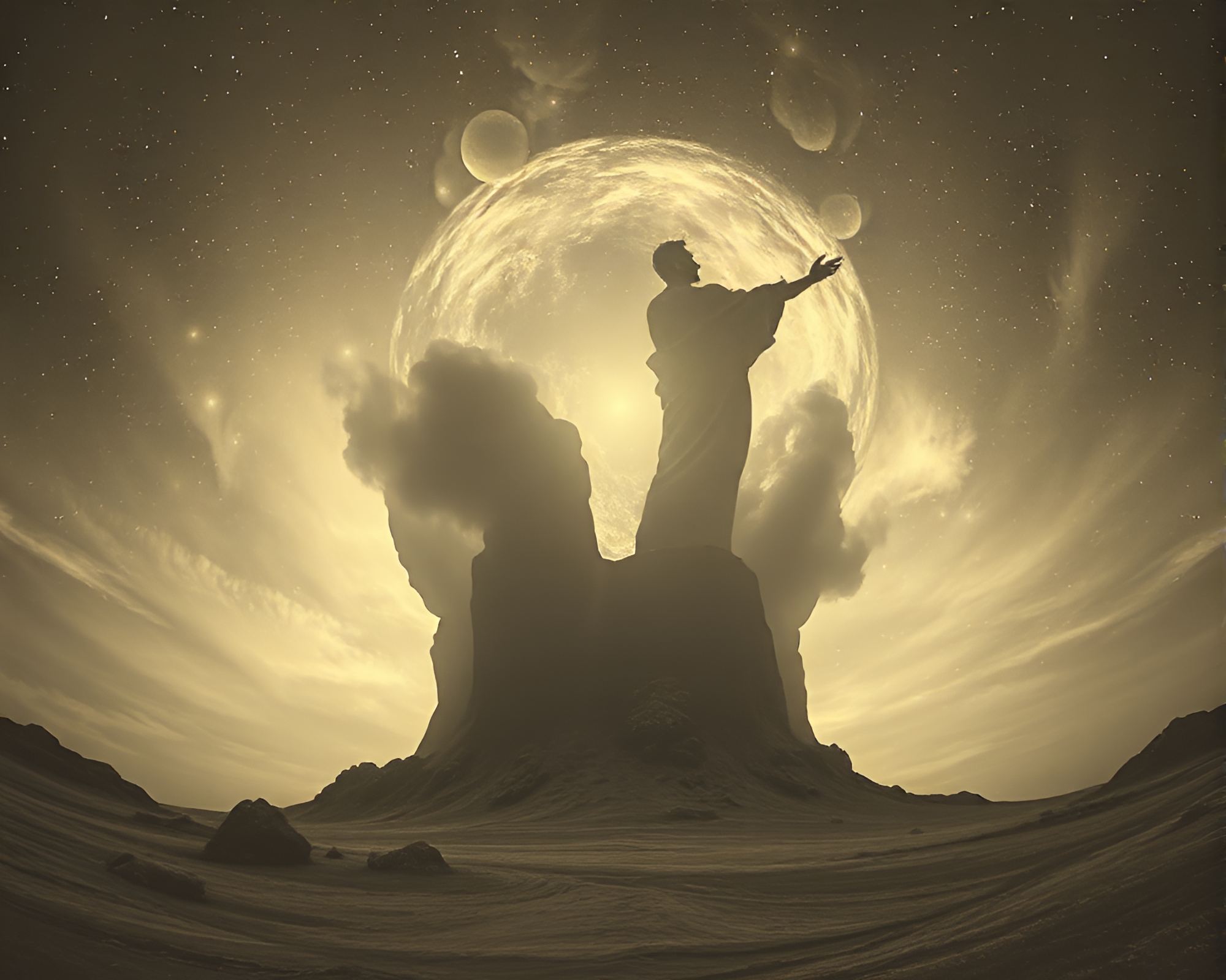 Astral Projection in Sepia Tones – free AI stock image