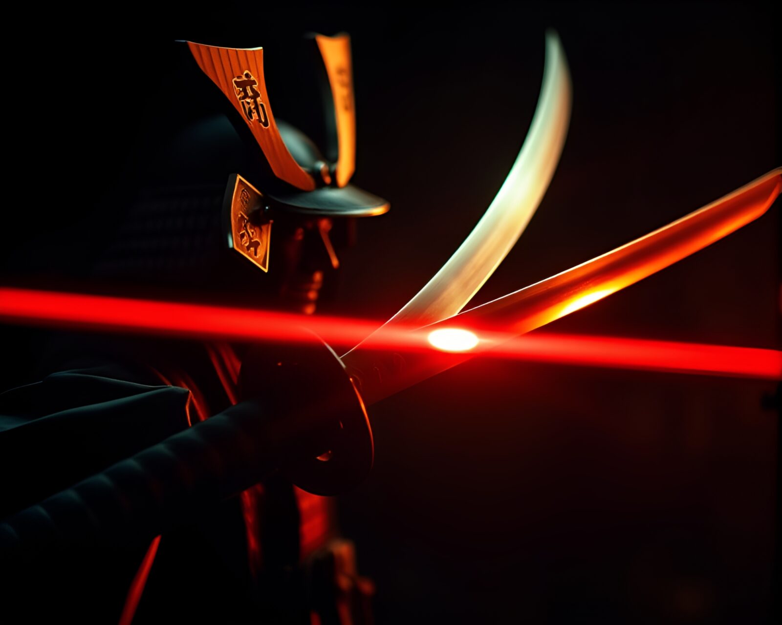 Paper cutout style of samurai sword with HDR contrast