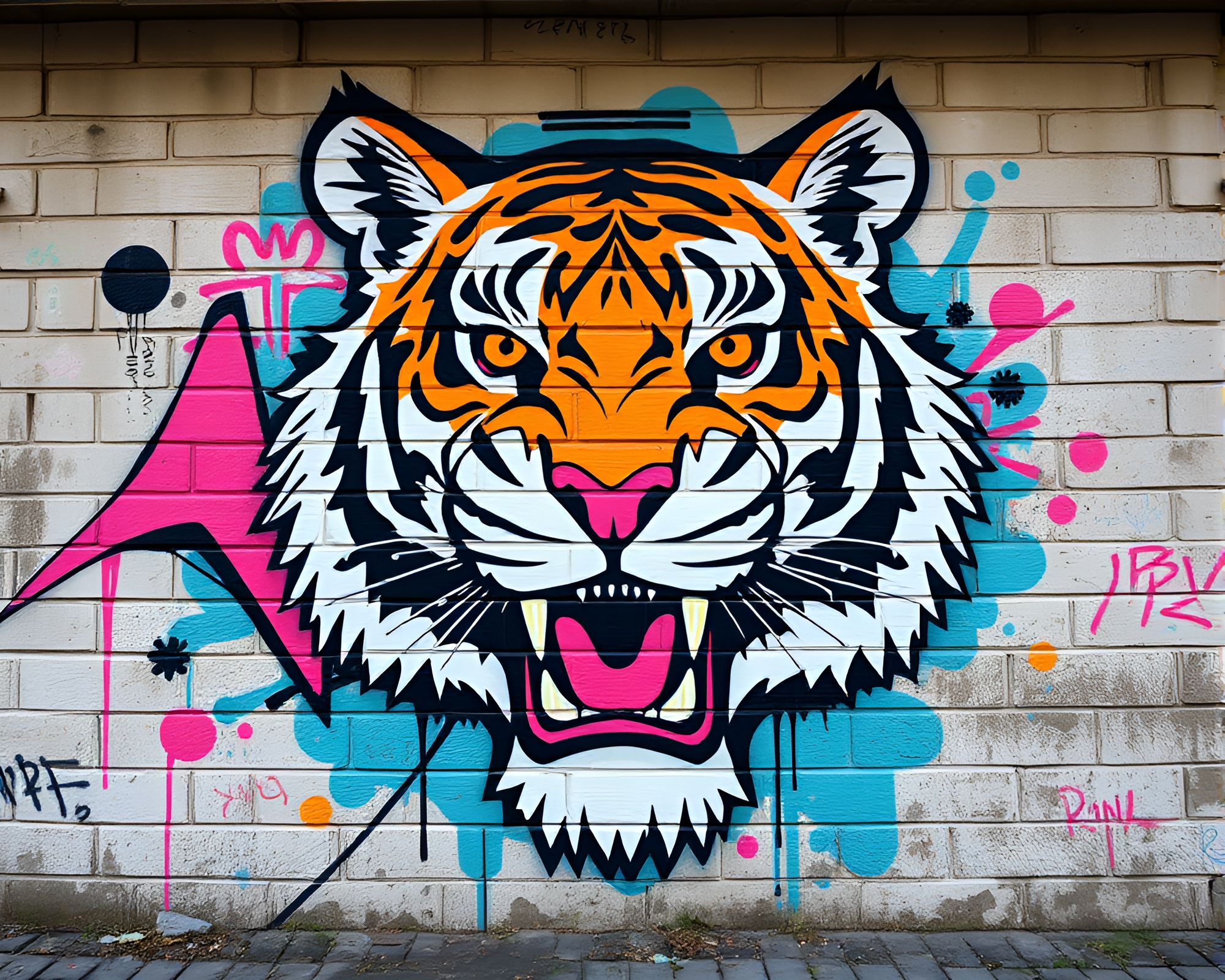 Anime Tiger Mural in Dreamy Pastel Tones – free AI stock image