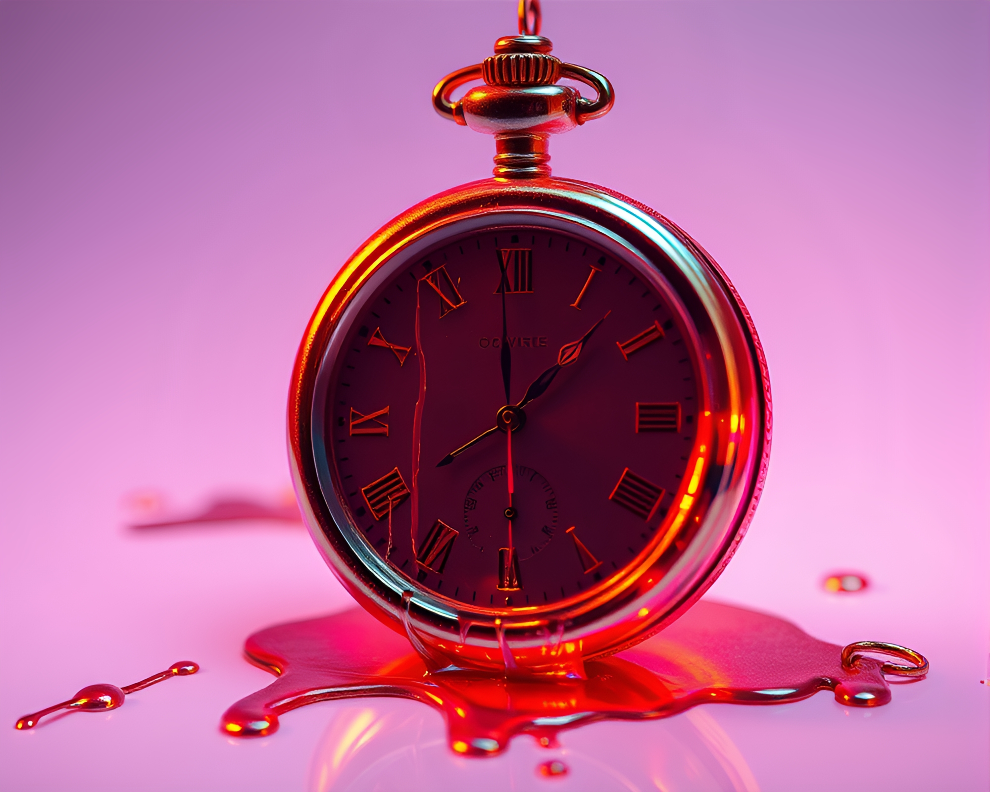 Spray Paint Drips Pocket Watch in Holographic 3D – free AI stock image