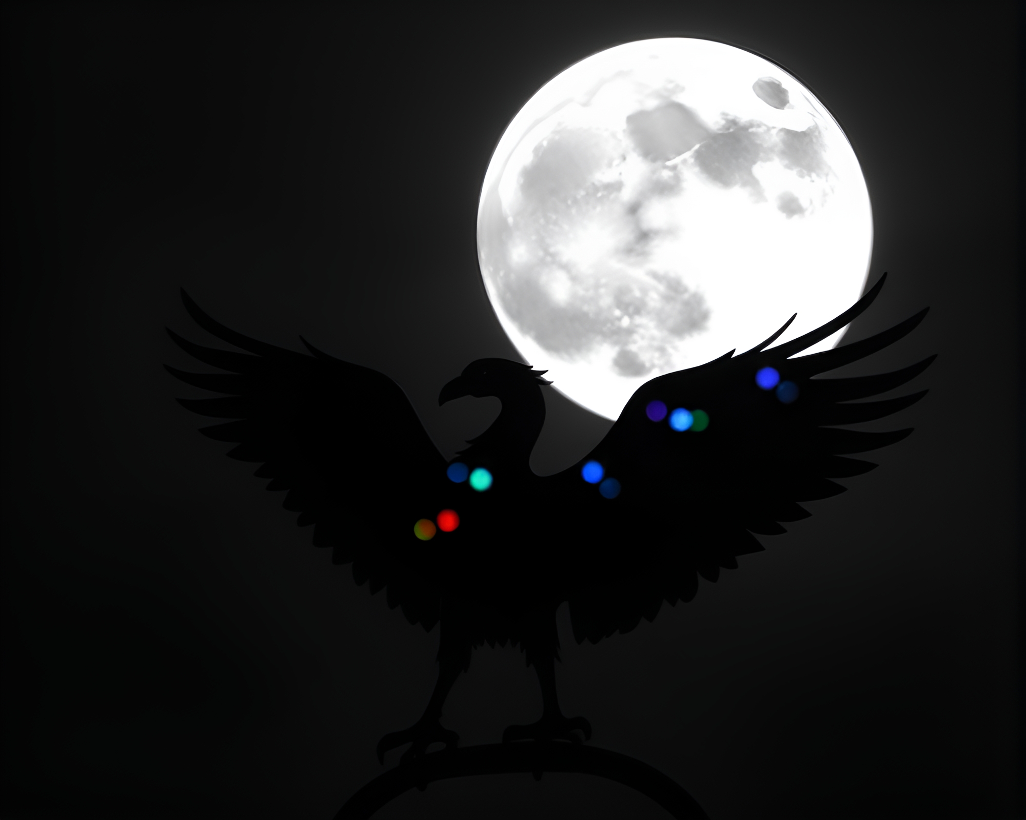 Ethereal Phoenix Rising in Lunar Grayscale Hologram – free AI stock image