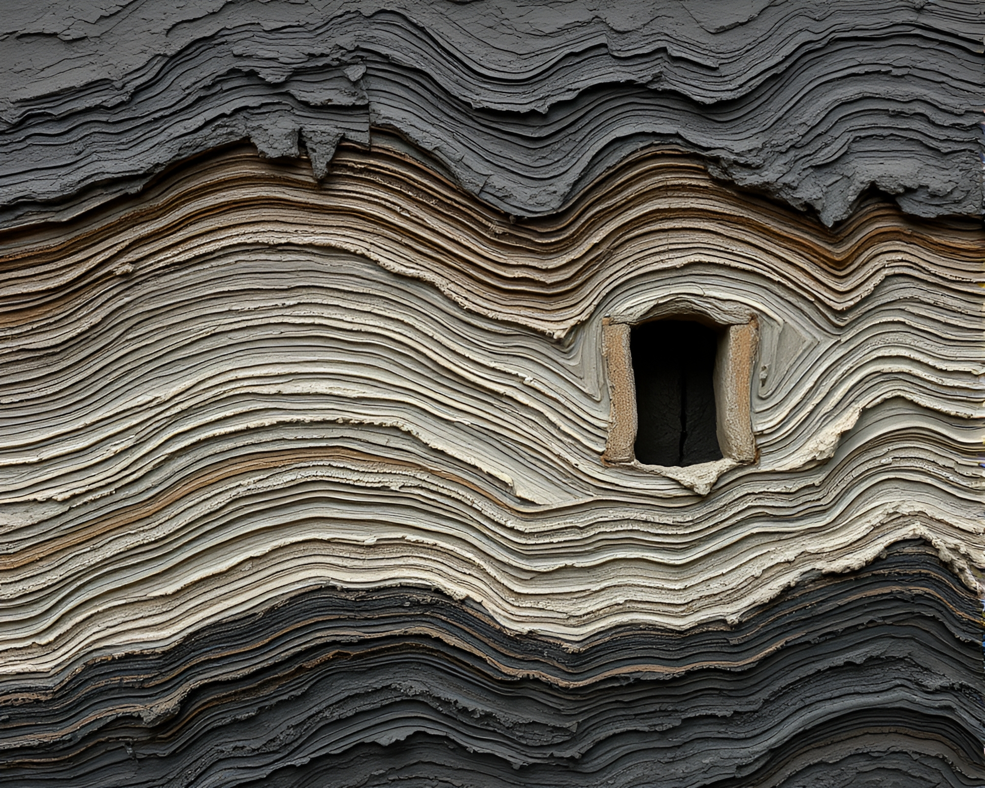 Volcanic Mud Hut in Oil Impasto Ridges – free AI stock image