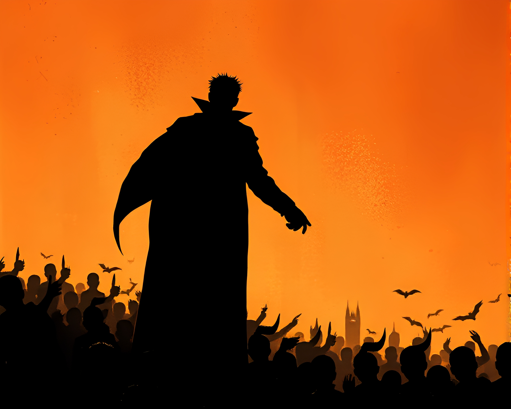 Vampire Crowd in Copper Tones Pointillism – free AI stock image