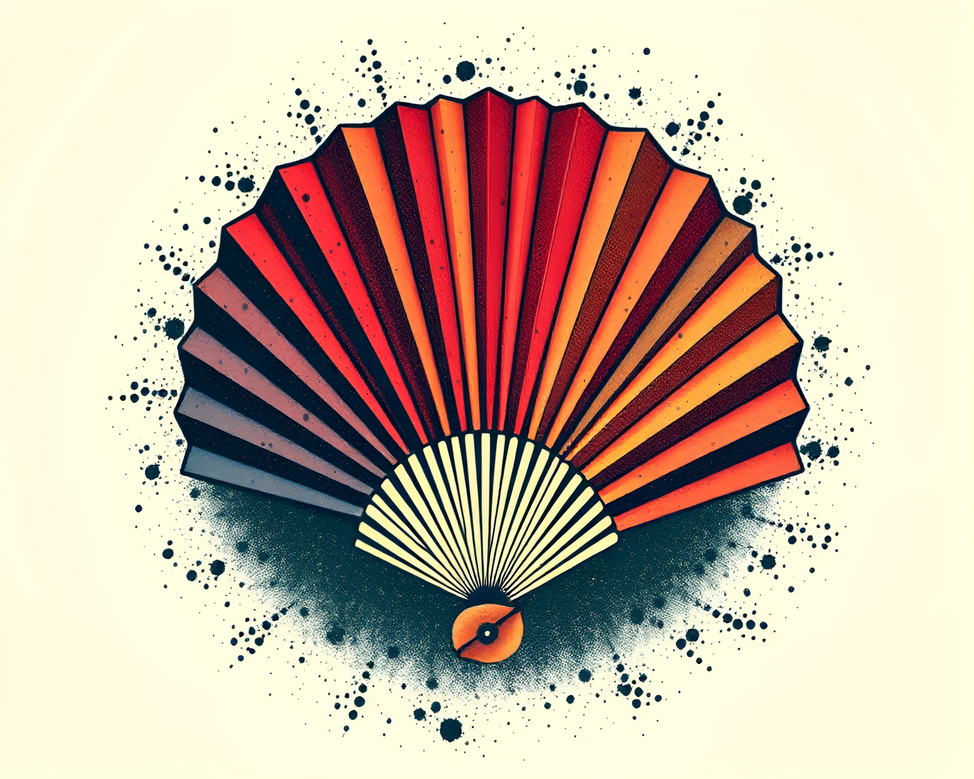Vector Halftone Hand-Painted Fan in Expired AI Style – free AI stock image