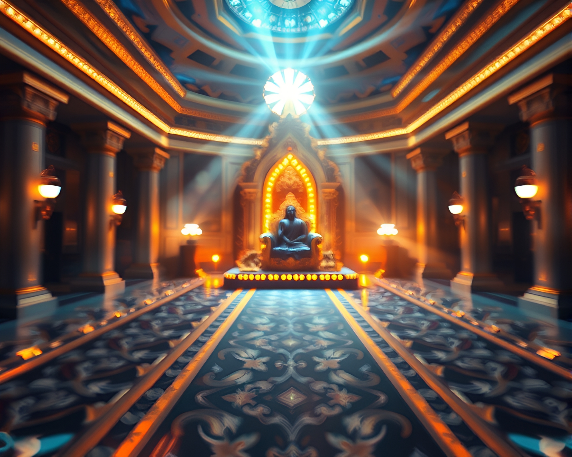 Taxi Blur Streak Through Sacred Throne Room Glow – free AI stock image