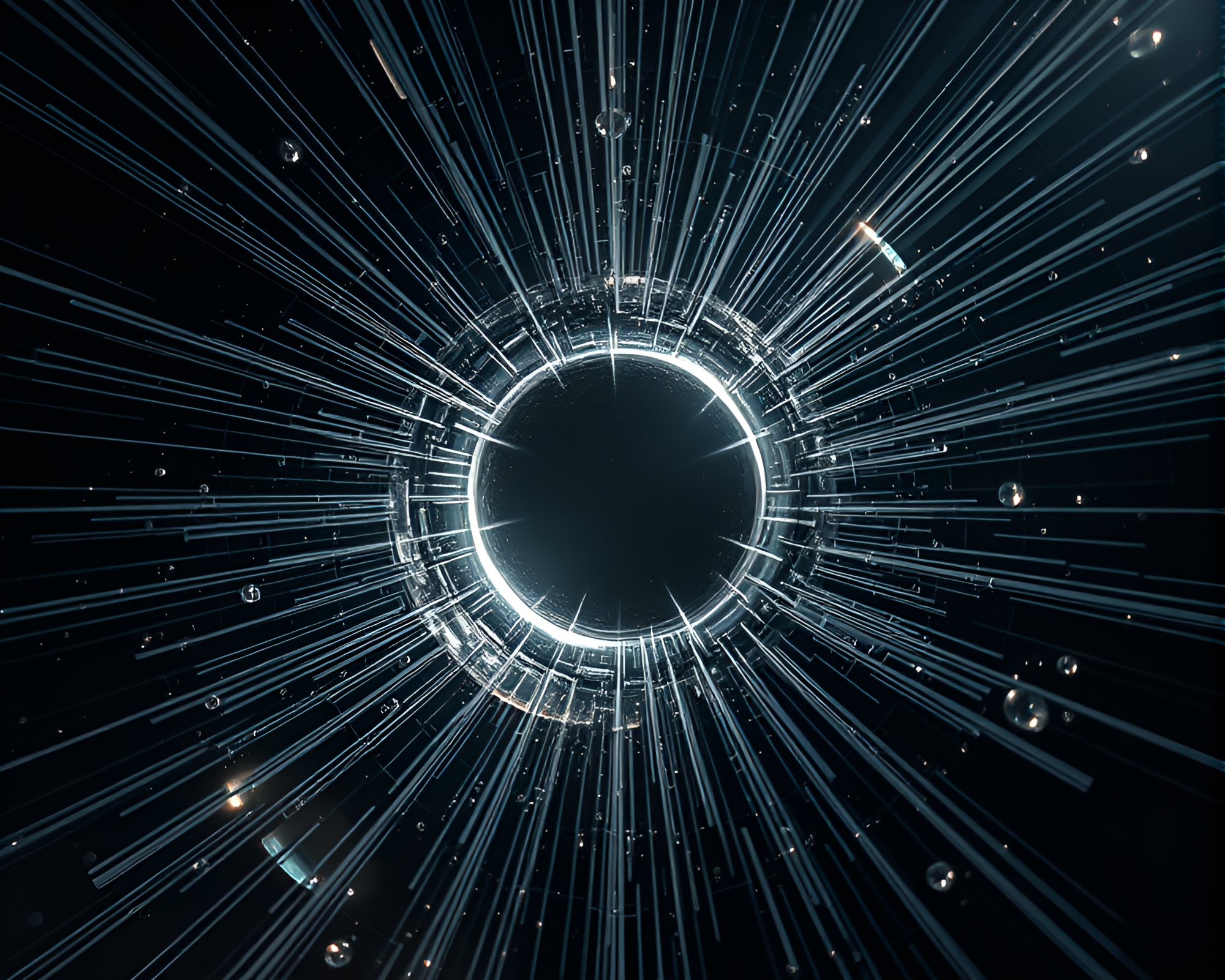 Glimmering Wormhole Generator Engraved Glass Art – free AI stock image