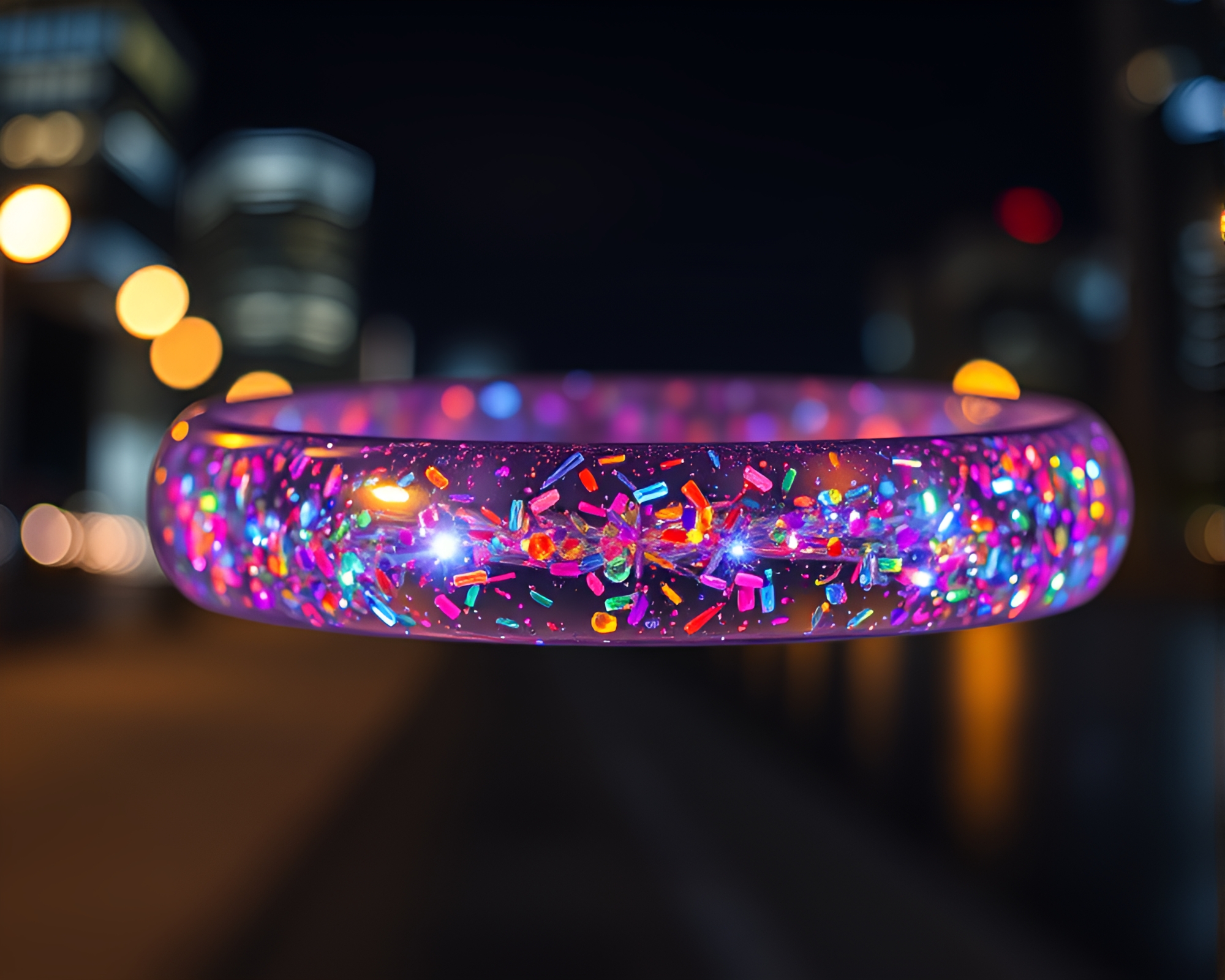 Acrylic Splattered Bracelet Sparkling City Night Tenebrism Art – free AI stock image