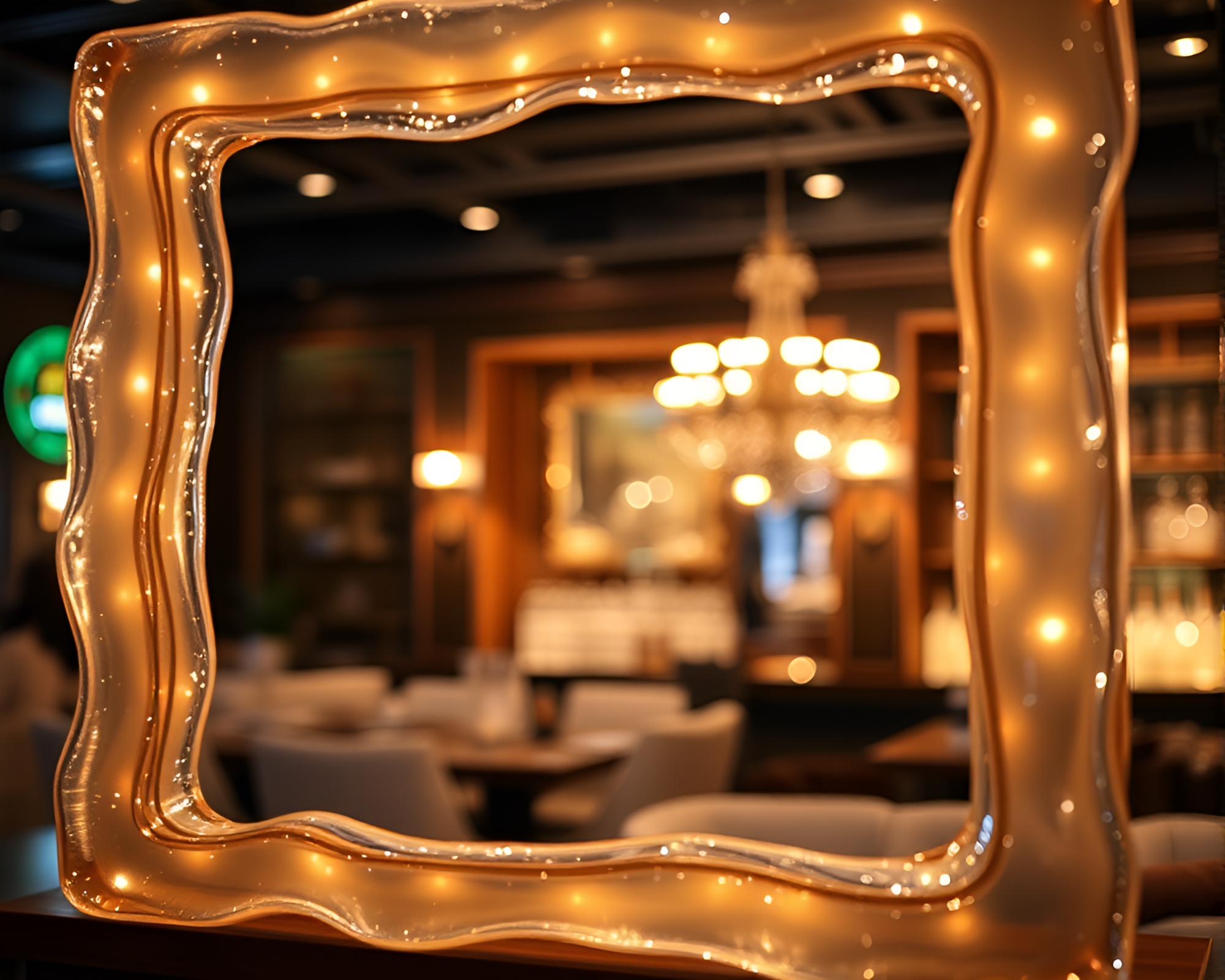Murano Glass Lighted by Club Strobes in Natural Frame – free AI stock image