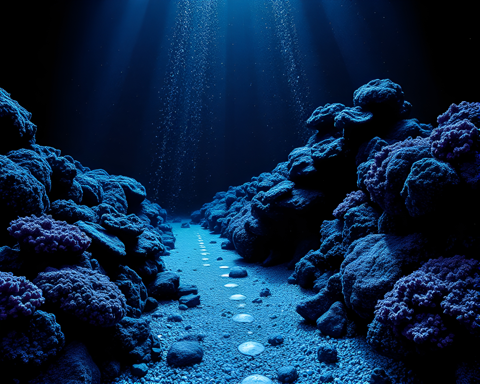 Halftone Grid Reef: Indigo Path Tracing Mystery – free AI stock image