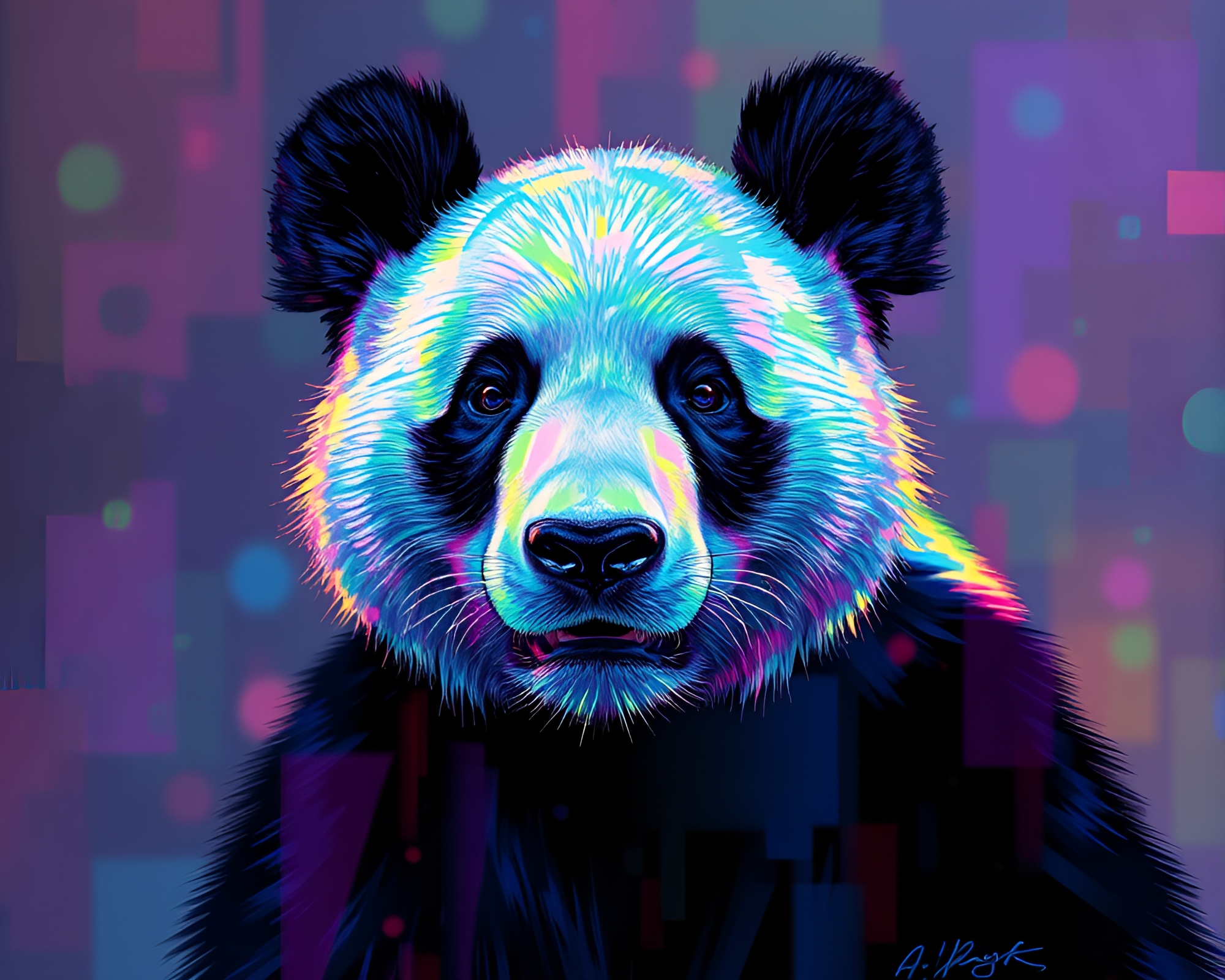 Whimsical Panda Glass Mosaic Triad Expanse – free AI stock image