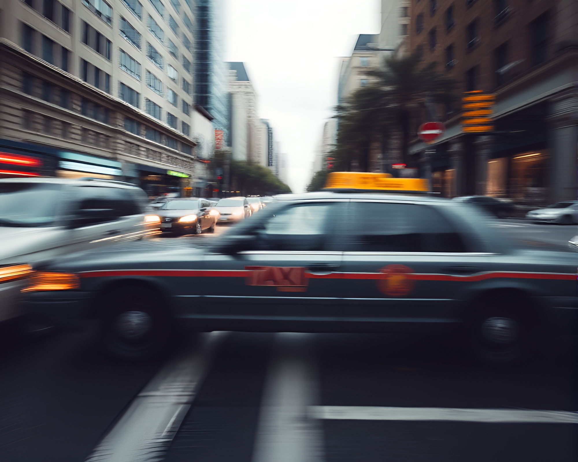 Savannah Taxi in Graphite Blur Streaks – free AI stock image