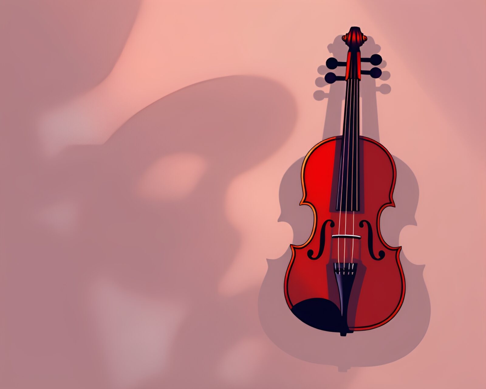 Whimsical cartoon violinist under stencil shadow with muted colors