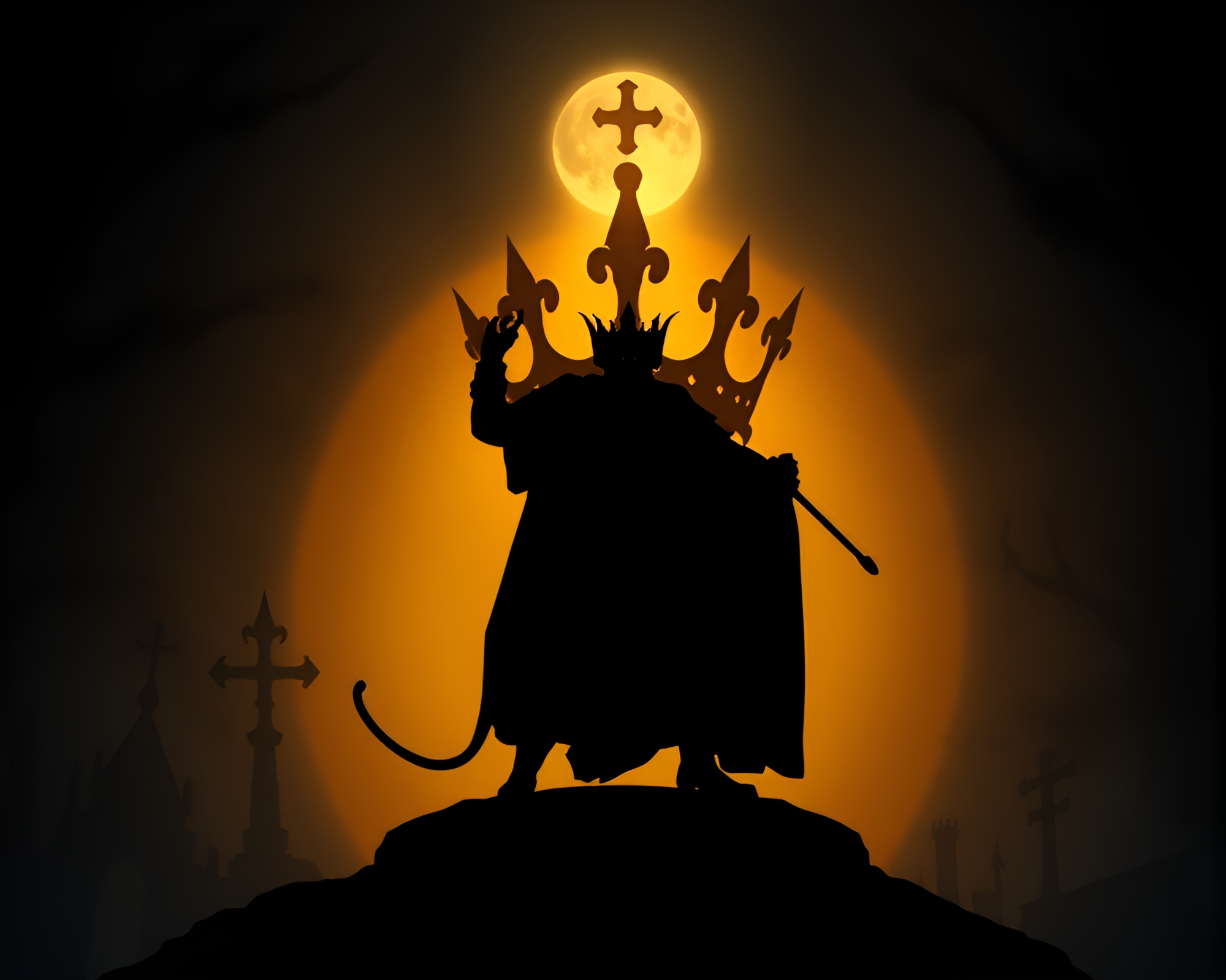 Majestic Crown Silhouetted in Dungeon Torchlight – free AI stock image