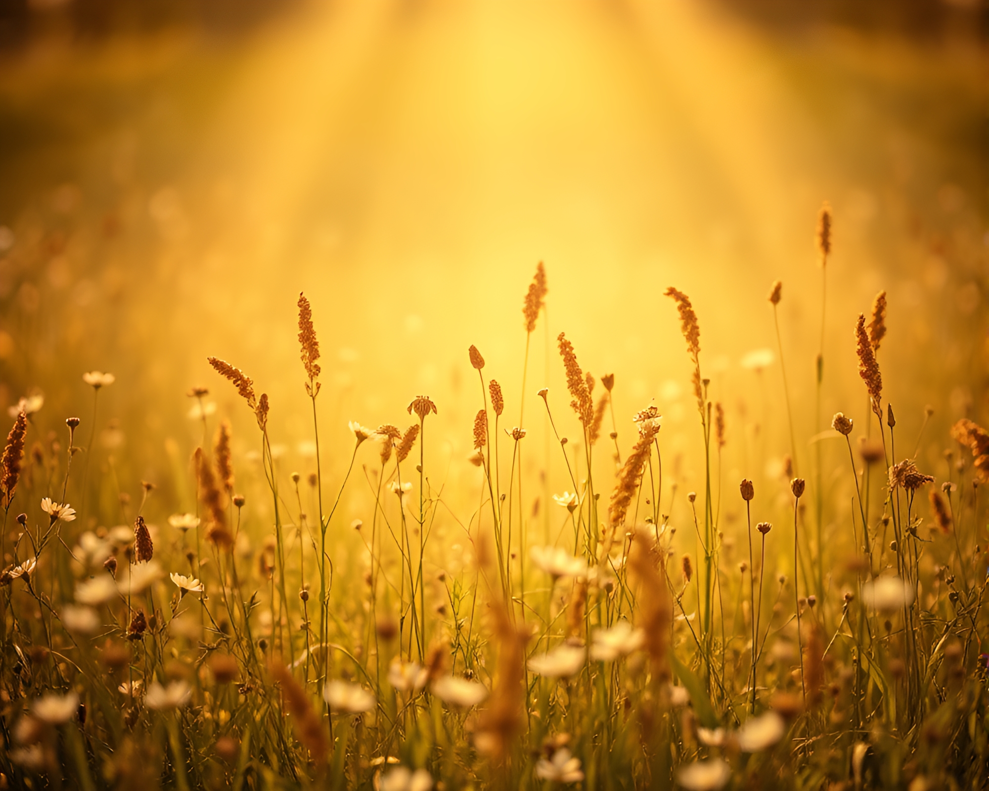 Sepia Flowering Meadow with Light Leaks – free AI stock image