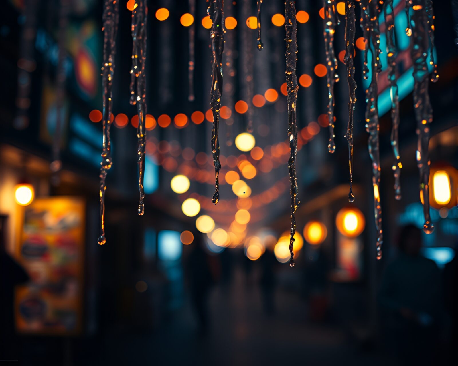 Ethereal ice crystals adorn a futuristic rickshaw in colorful lights.