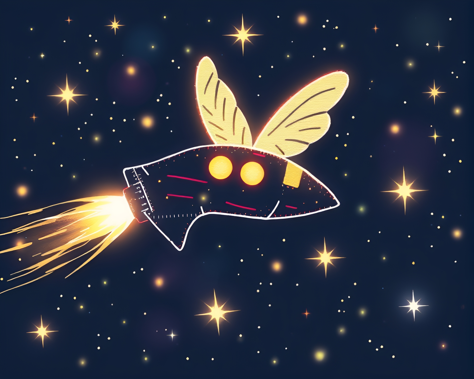 Silhouette Space Shuttle Stitched Pattern with Fairy Lights – free AI stock image