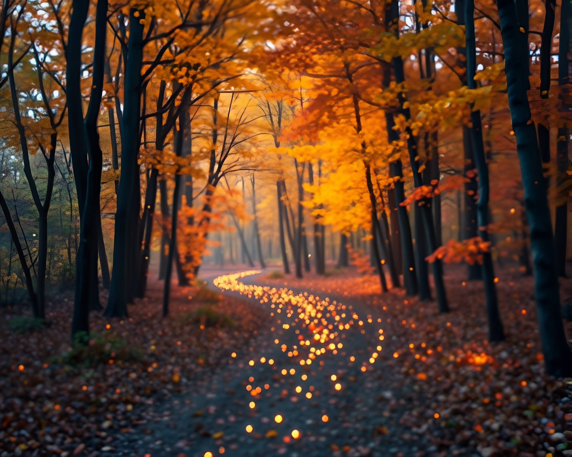 Autumn Forest Sparkler Mosaic in 3D Scan Style – free AI stock image