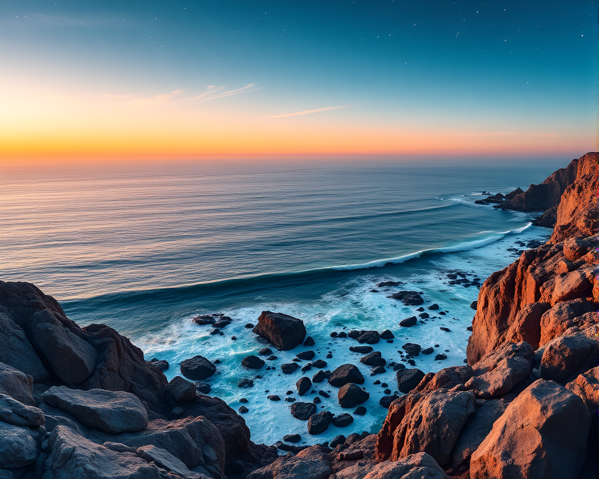Galaxy-Inspired Rocky Coastline Geometric Abstraction – free AI stock image