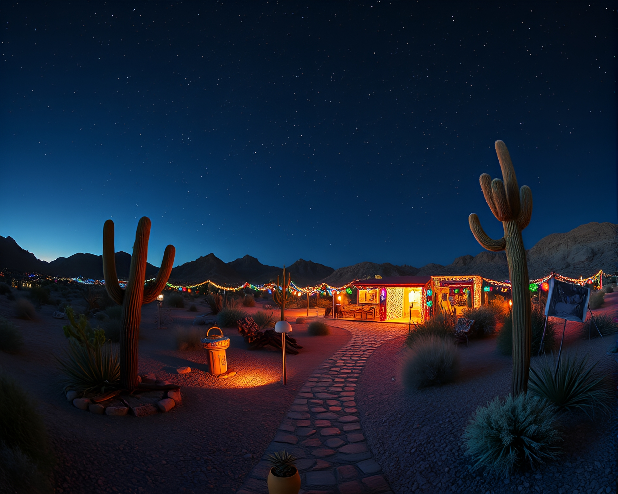 Desert Mirage Pop Art Mosaic Oasis – free AI stock image