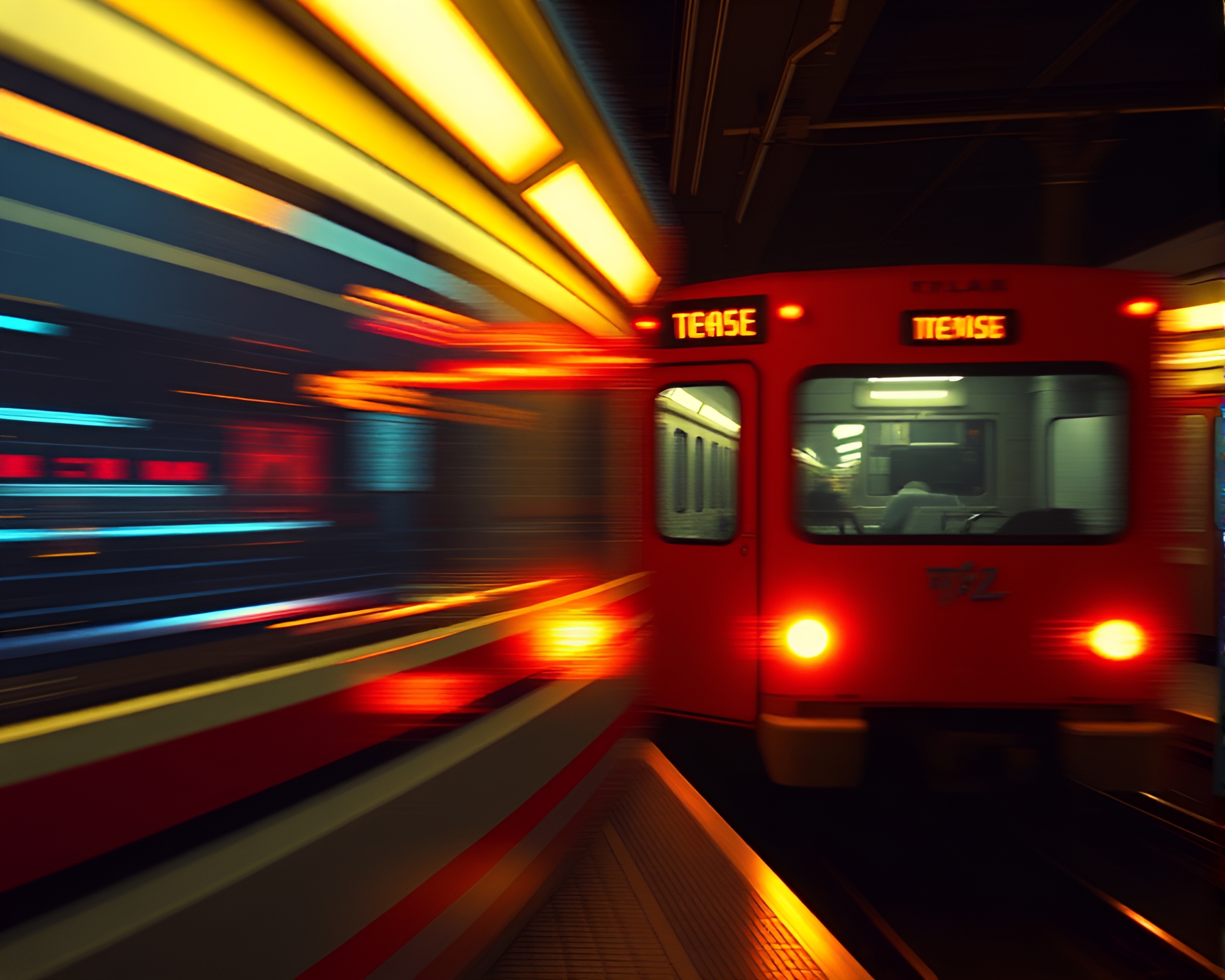 Retro Pixel Art Train in Motion Capture CRT Flicker – free AI stock image