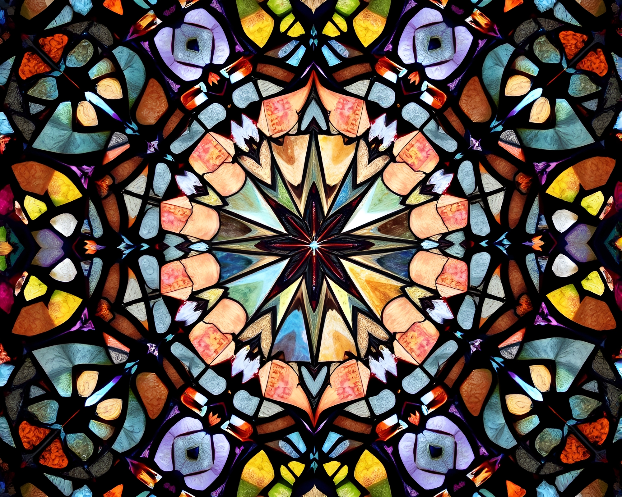 Mystical Runic Kaleidoscope in Stained Glass Fantasy – free AI stock image