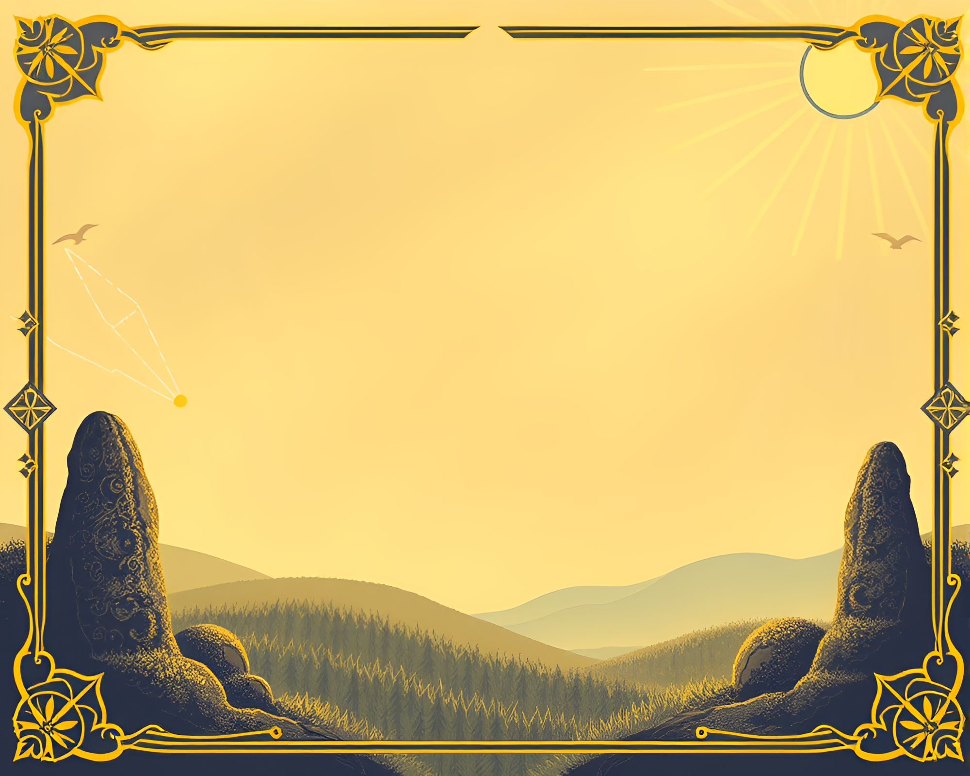 Alchemical Symbols Vignette Border in Midday Light – free AI stock image