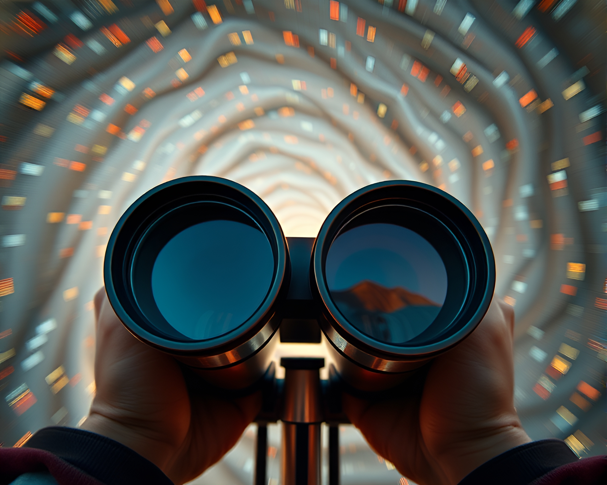 Spiraling Binoculars: Kinetic Art Exploration – free AI stock image