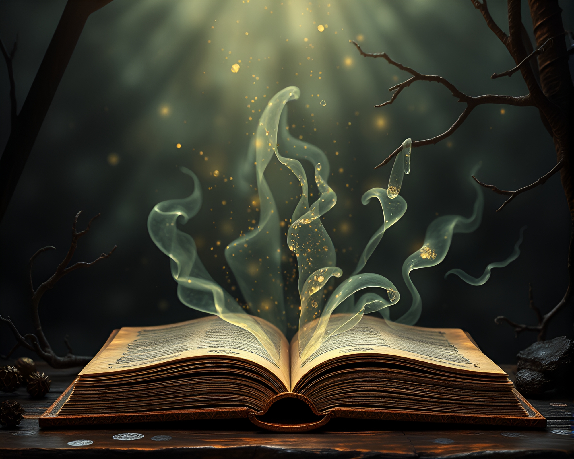 Enchanted Tome in Dutch Angle with Data Viz Styling – free AI stock image