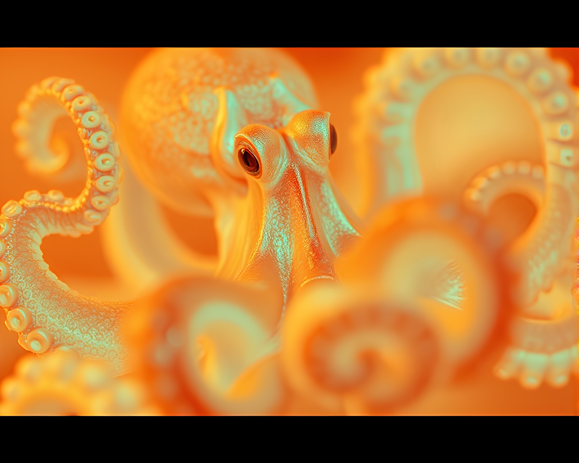 Thermal Octopus Encounter in Copper Tones – free AI stock image