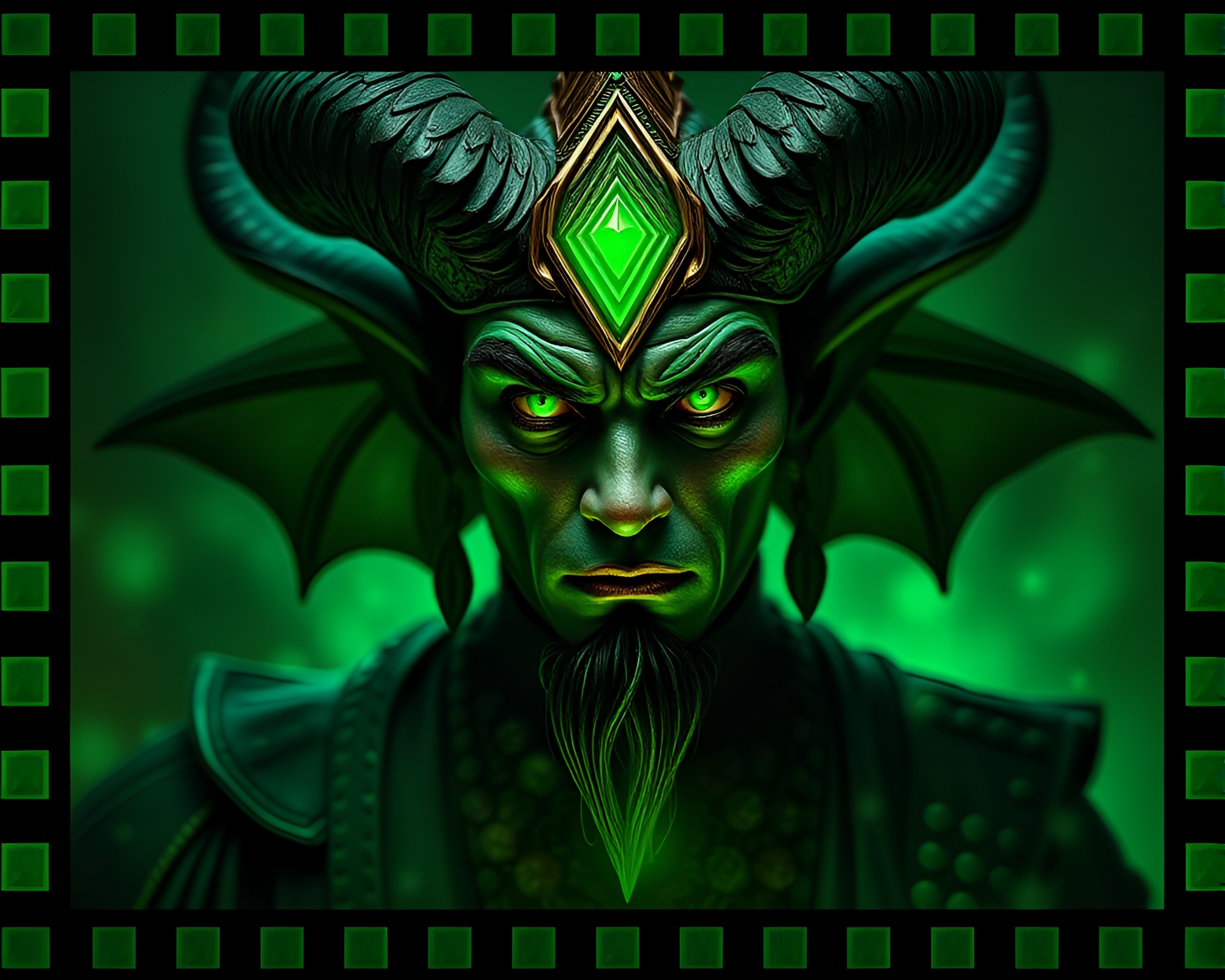 Enchanting Djinn in Emerald Green Wonderland – free AI stock image
