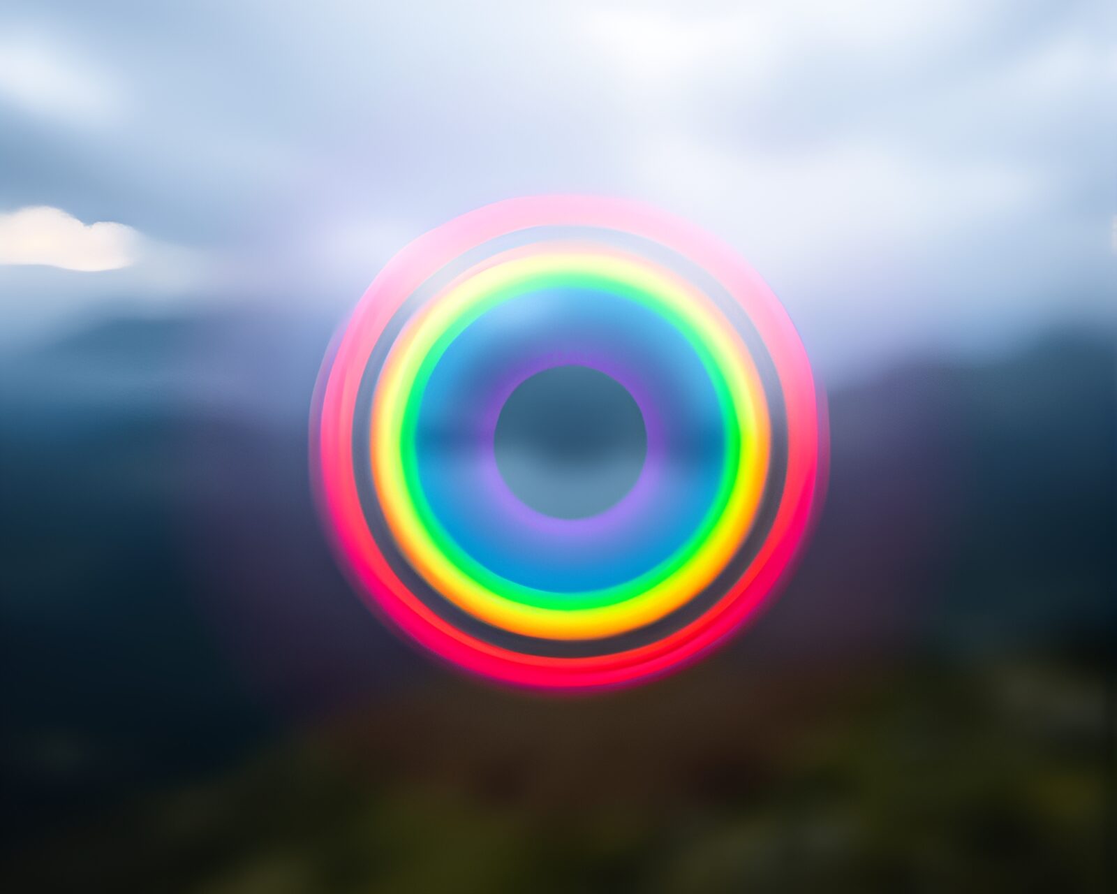 Soft focus image of a cosmic rainbow magic circle