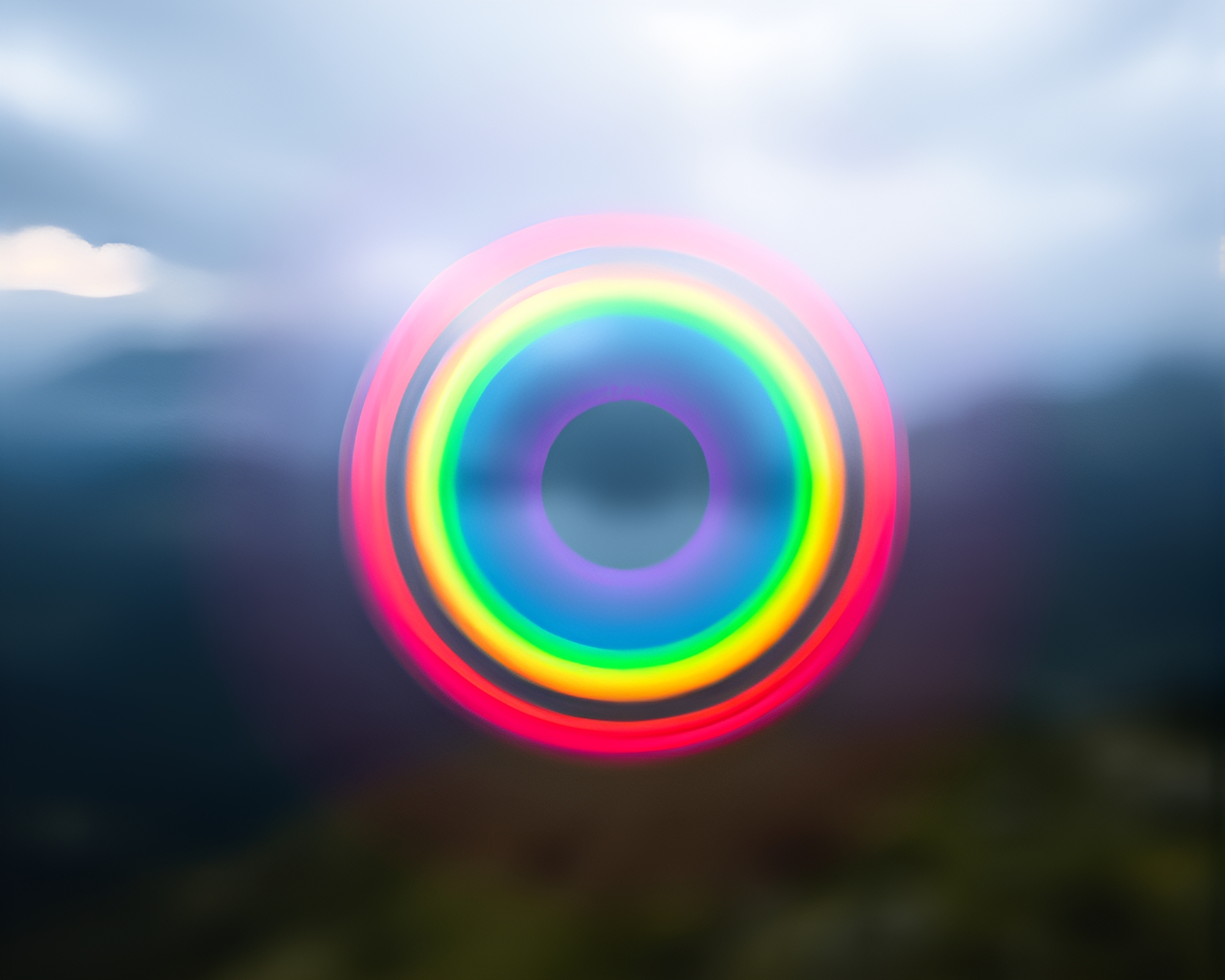 Cosmic Rainbow Magic Circle Lens Distortion Art – free AI stock image