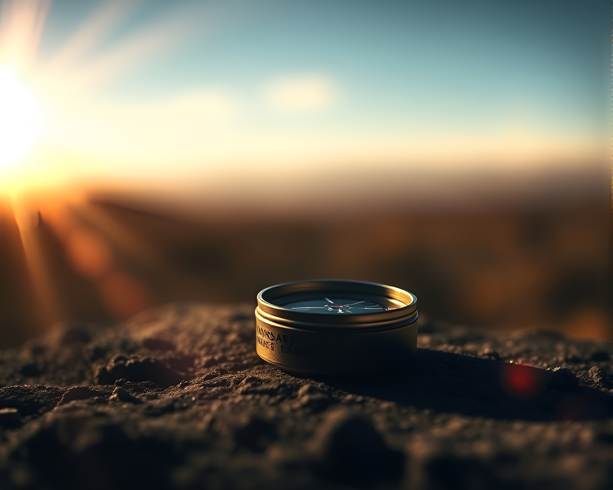 Whimsical Compass Charcoal Drawing with Light Leaks – free AI stock image