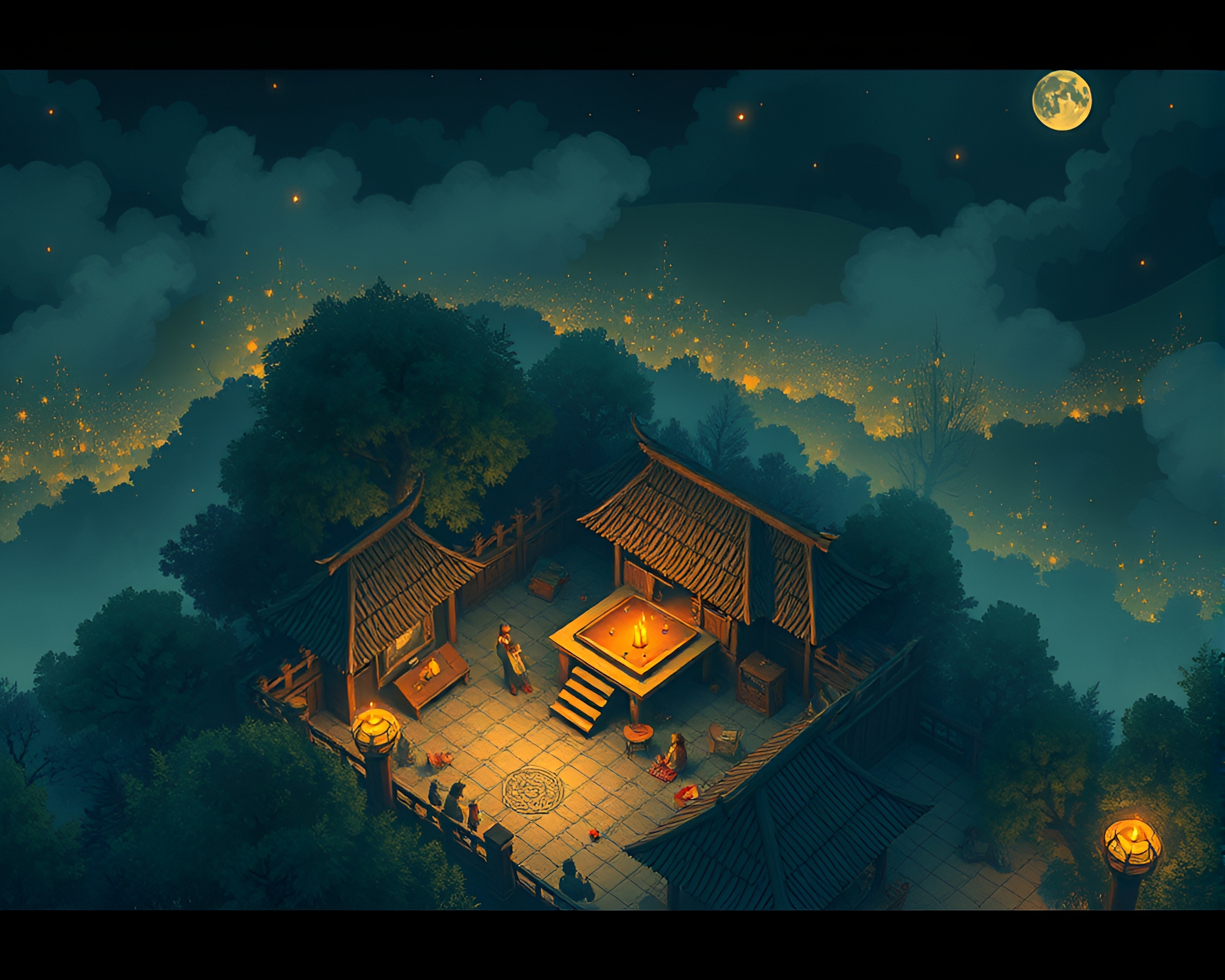 Banshee’s Candlelit Isometric Kingdom – free AI stock image