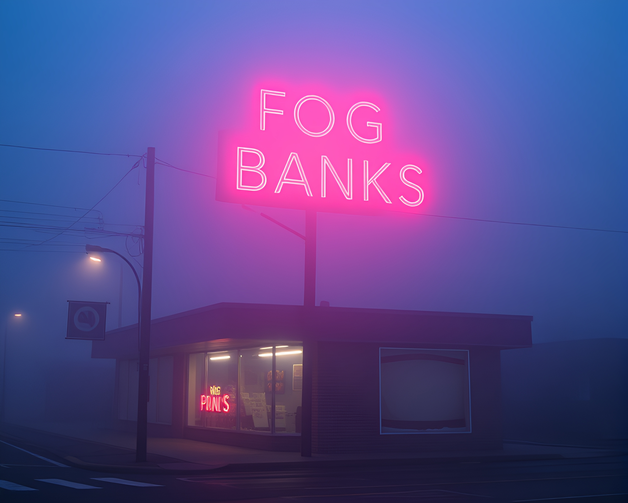 Neon-lit cityscape shrouded in ethereal fog – free AI stock image